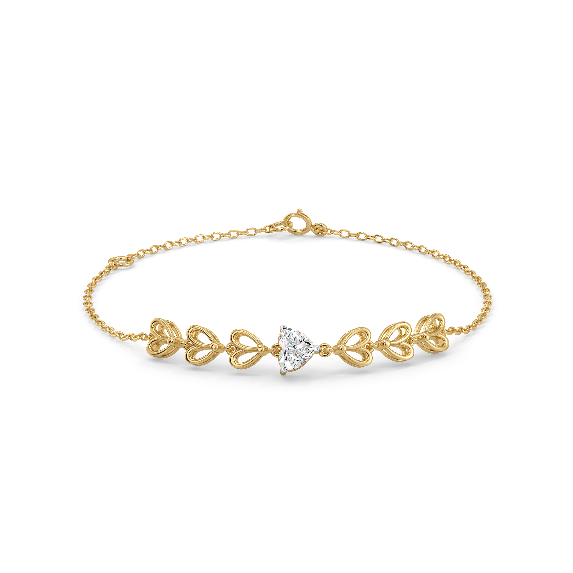 Little Bow Heart - Pure Gold Lab Diamond Bracelet Main image