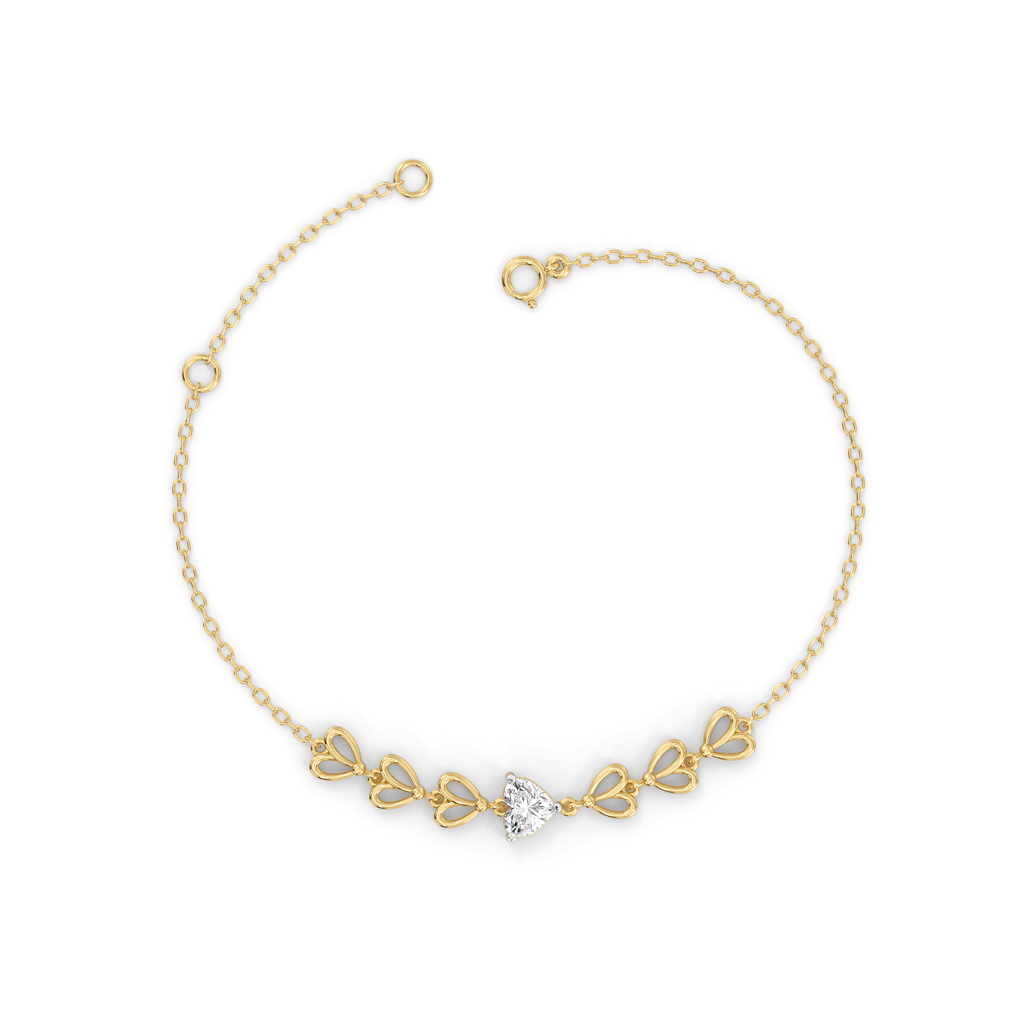 Little Bow Heart - Pure Gold Lab Diamond Bracelet Secondary image