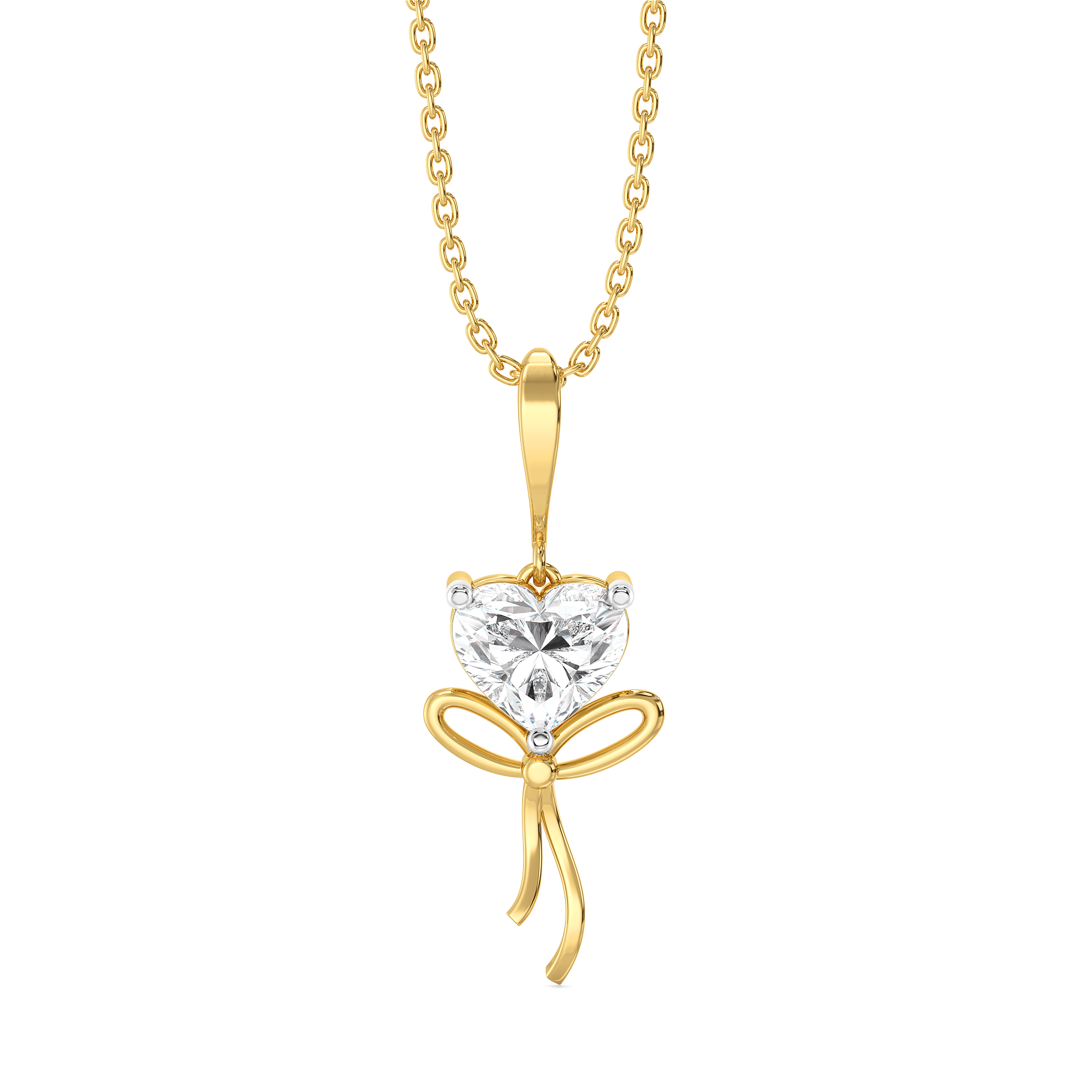 Little Bow Heart - Pure Gold Lab Diamond Pendant Main image