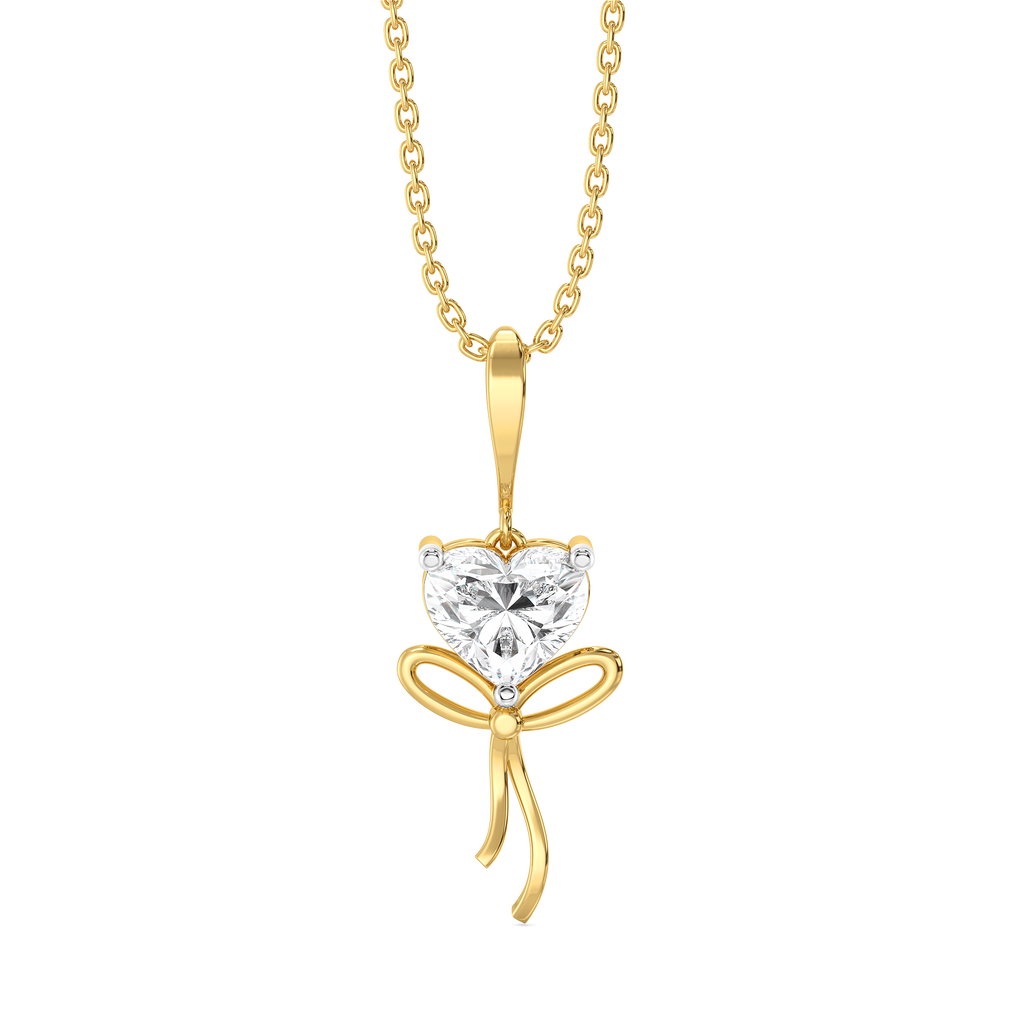 Little Bow Heart - Pure Gold Lab Diamond Pendant