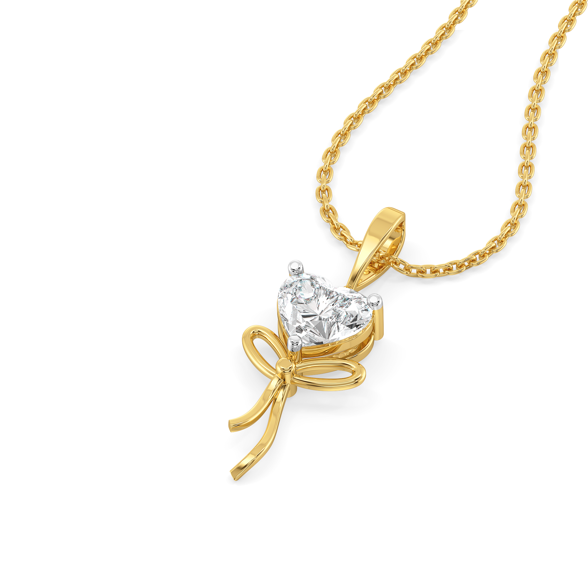 Little Bow Heart - Pure Gold Lab Diamond Pendant Secondary image