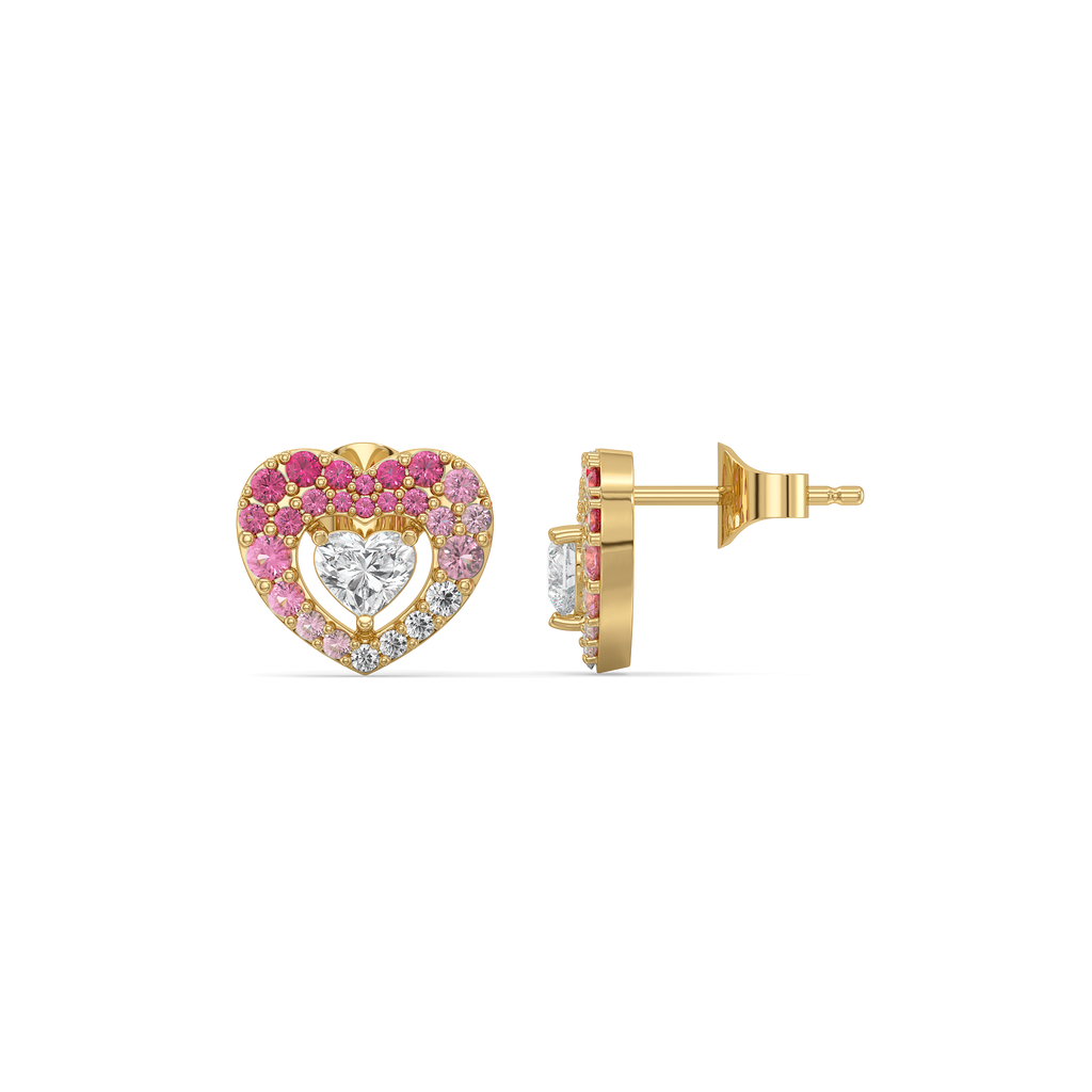 Rosé Heart Stud - Pure Gold Lab Diamond Earrings