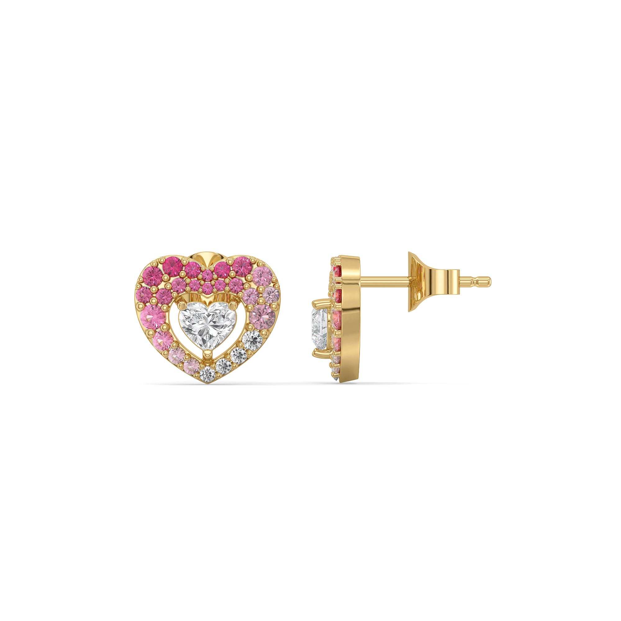 Rosé Heart Stud - Pure Gold Lab Diamond Earrings