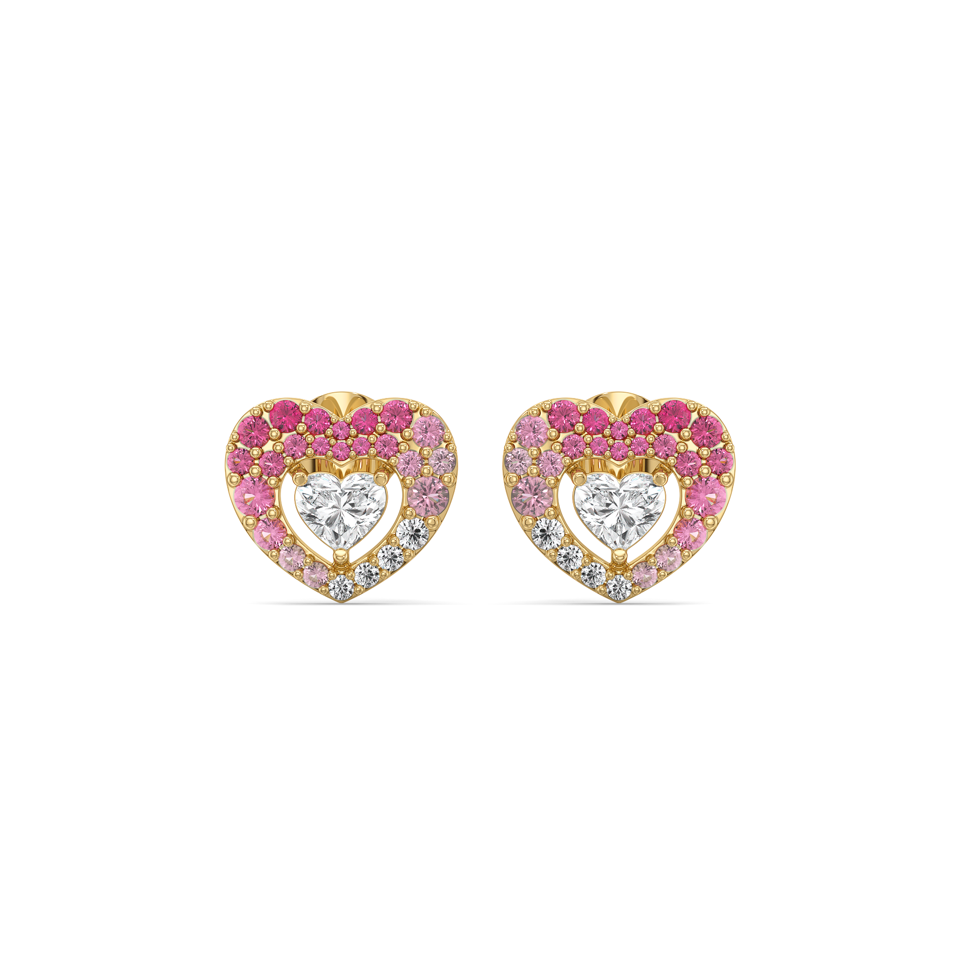 Rosé Heart Stud - Pure Gold Lab Diamond Earrings Secondary image