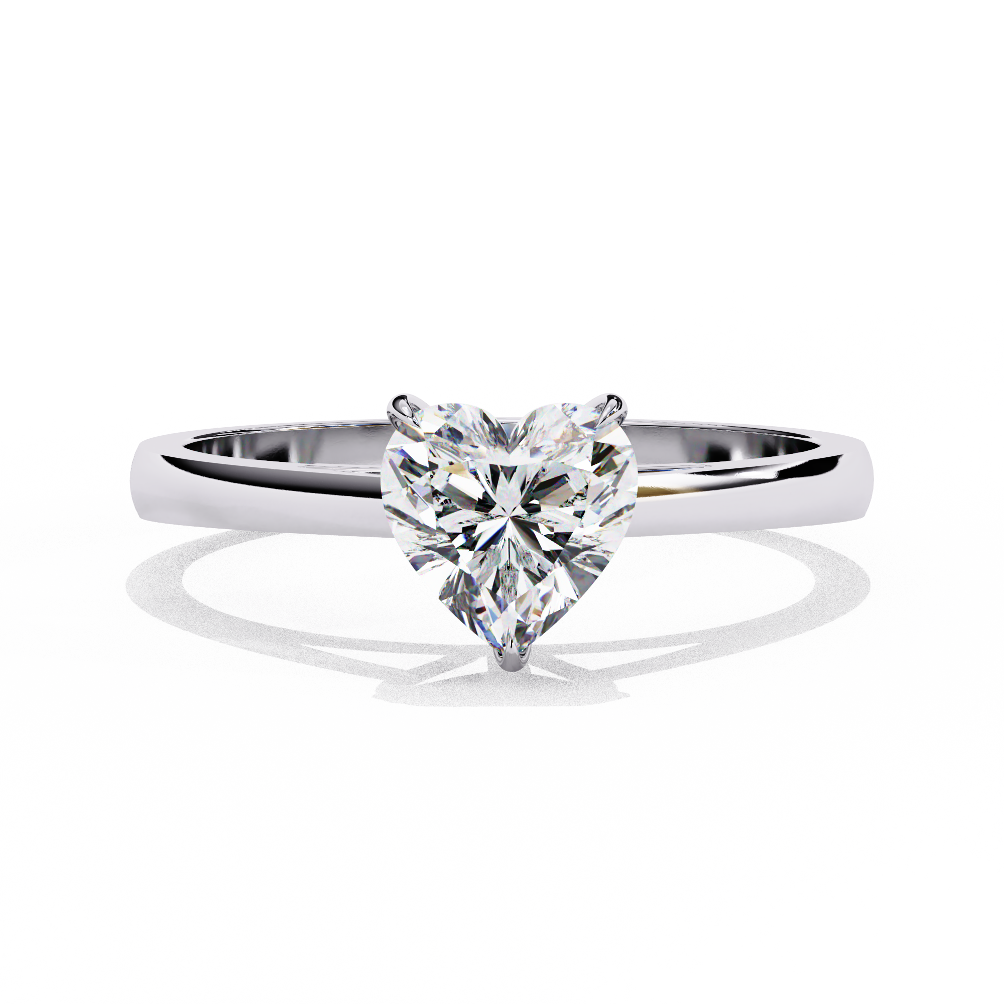 Snowed Heart - Pure Gold Lab Diamond Solitaire Ring Main image