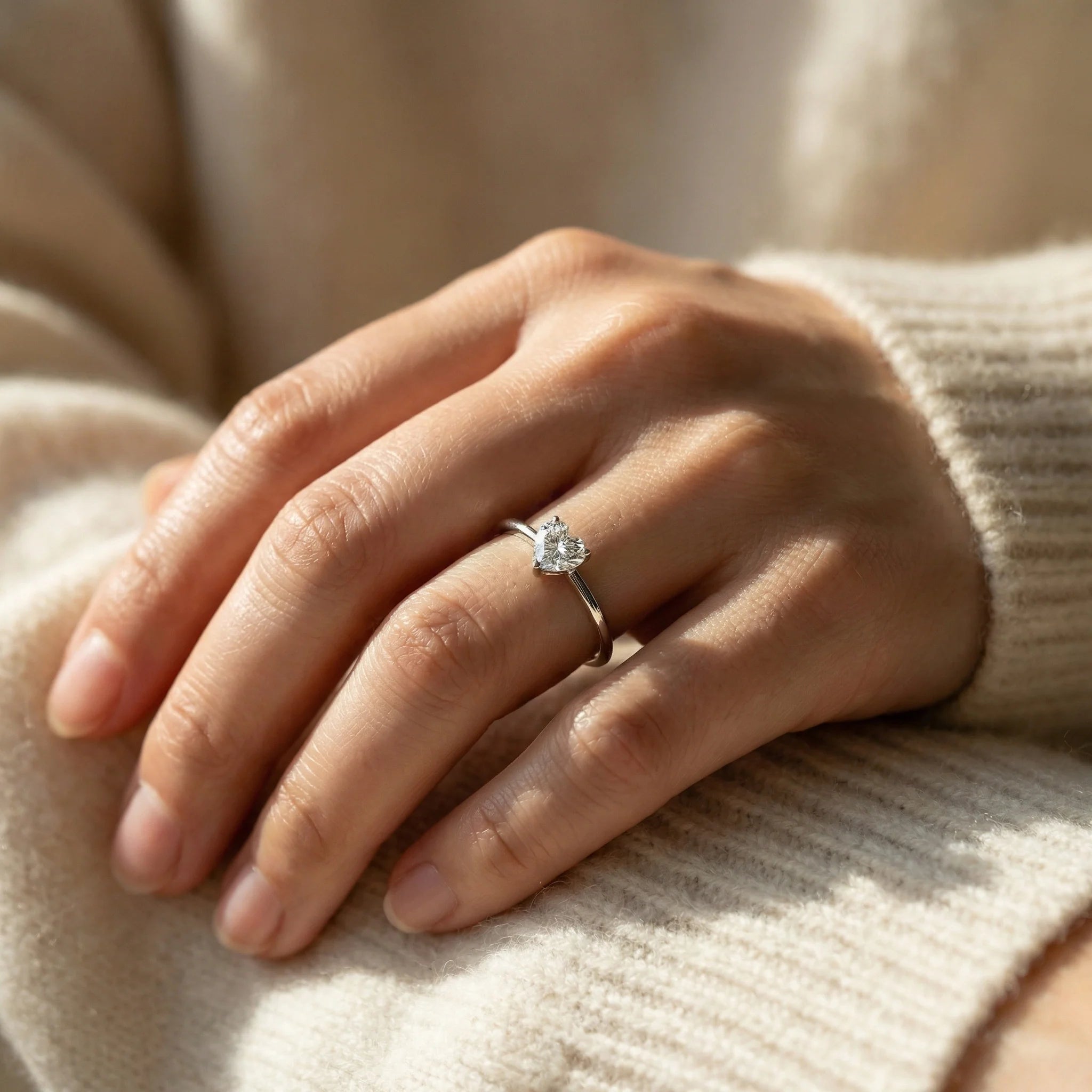 Snowed Heart - Pure Gold Lab Diamond Solitaire Ring Secondary image
