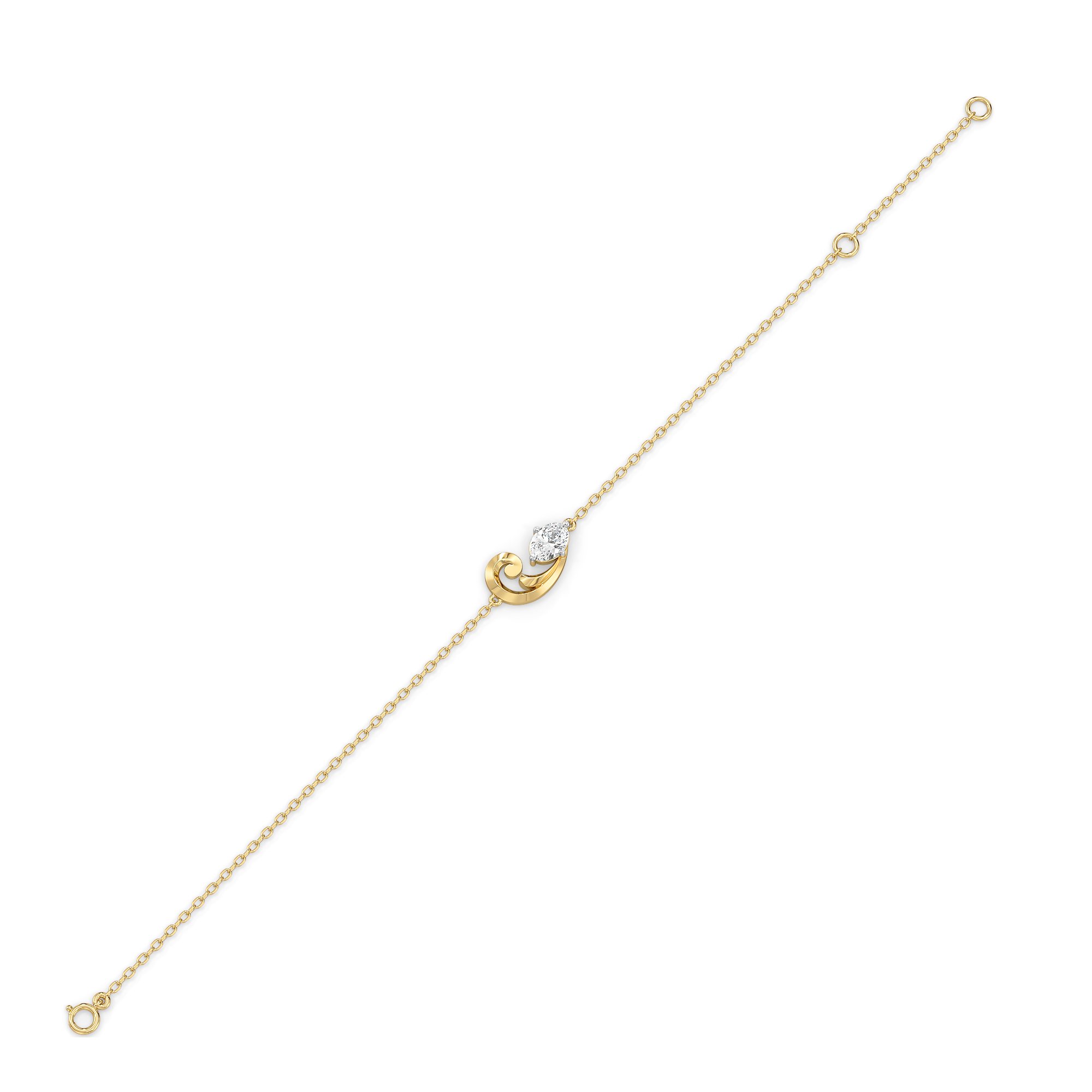 Baroque Grace - Pure Gold Oval Lab Diamond Bracelet