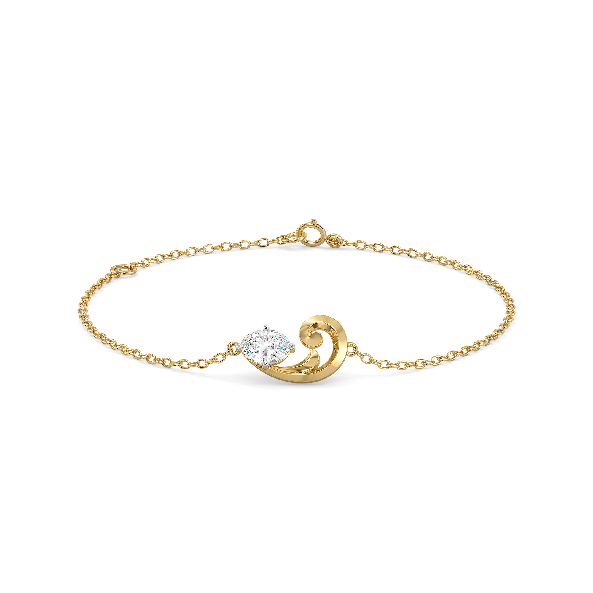 Baroque Grace - Pure Gold Oval Lab Diamond Bracelet Main image