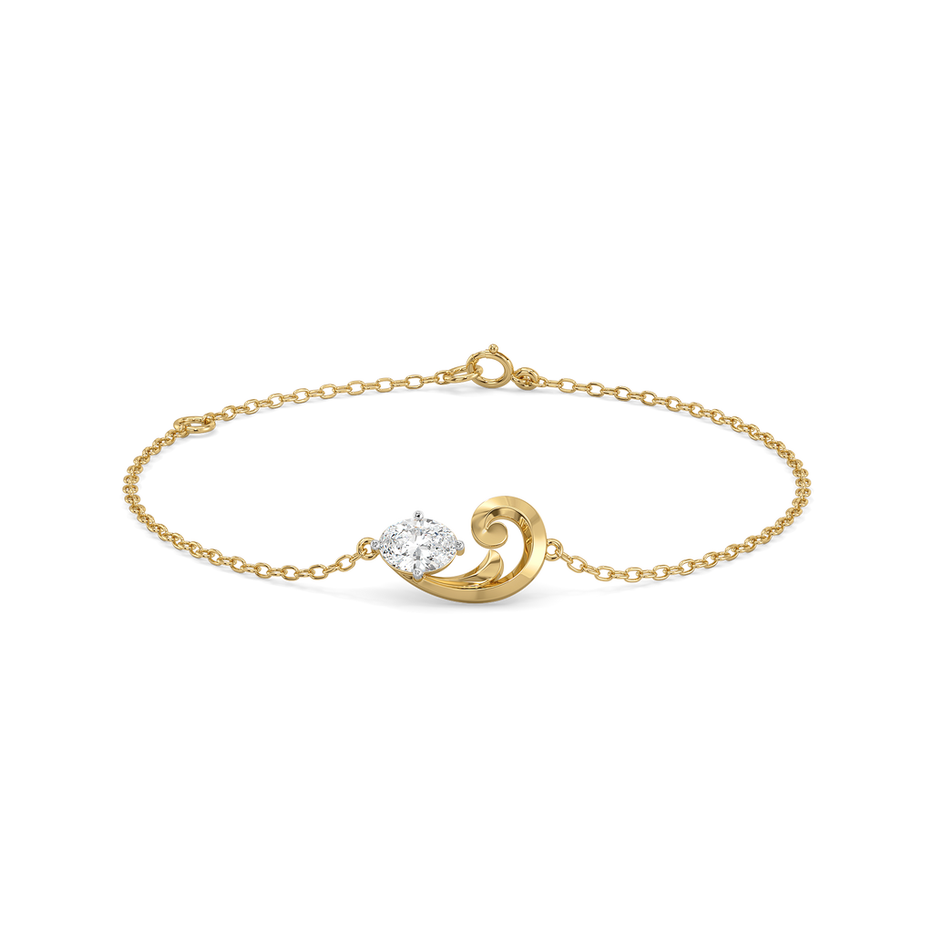 Baroque Grace - Pure Gold Oval Lab Diamond Bracelet