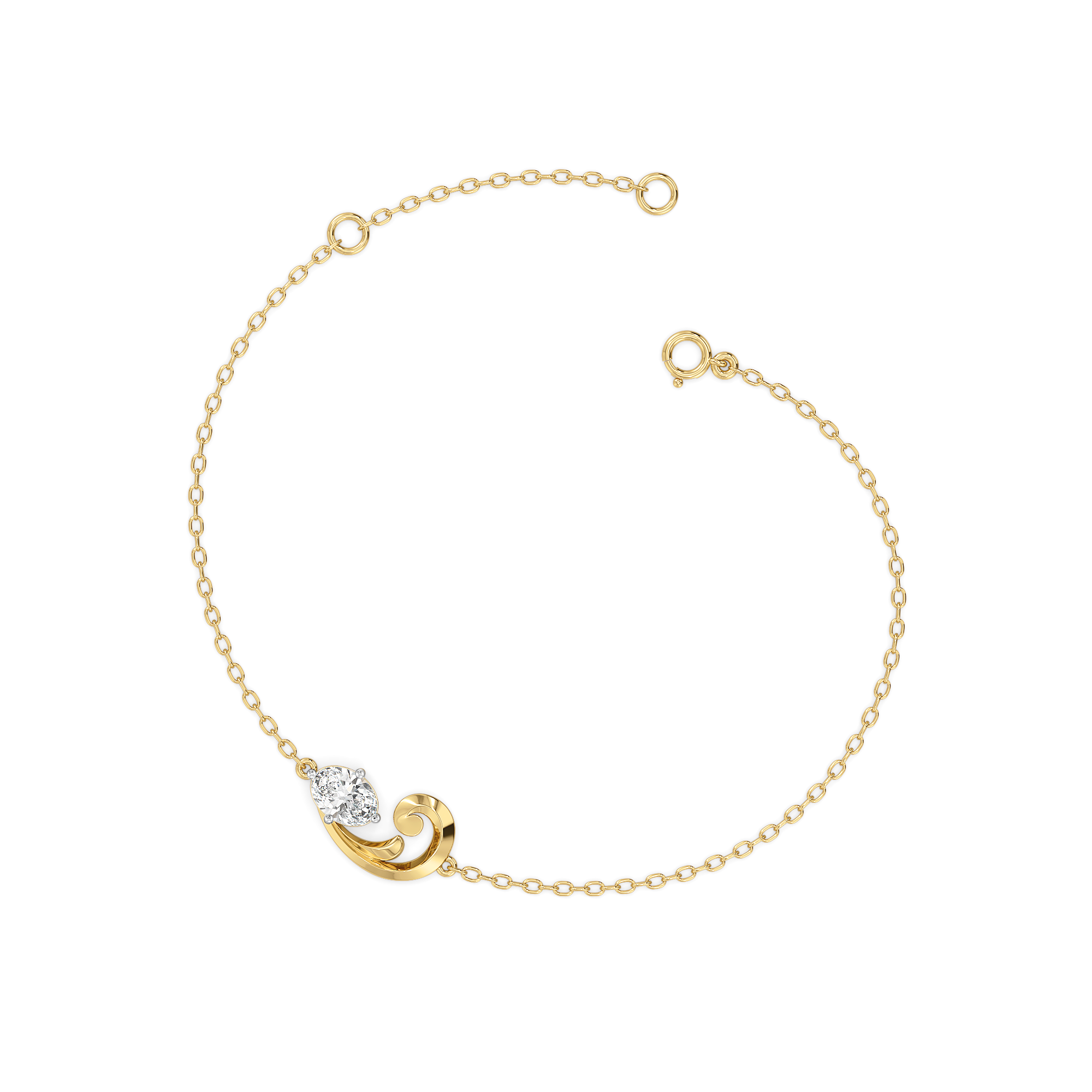 Baroque Grace - Pure Gold Oval Lab Diamond Bracelet