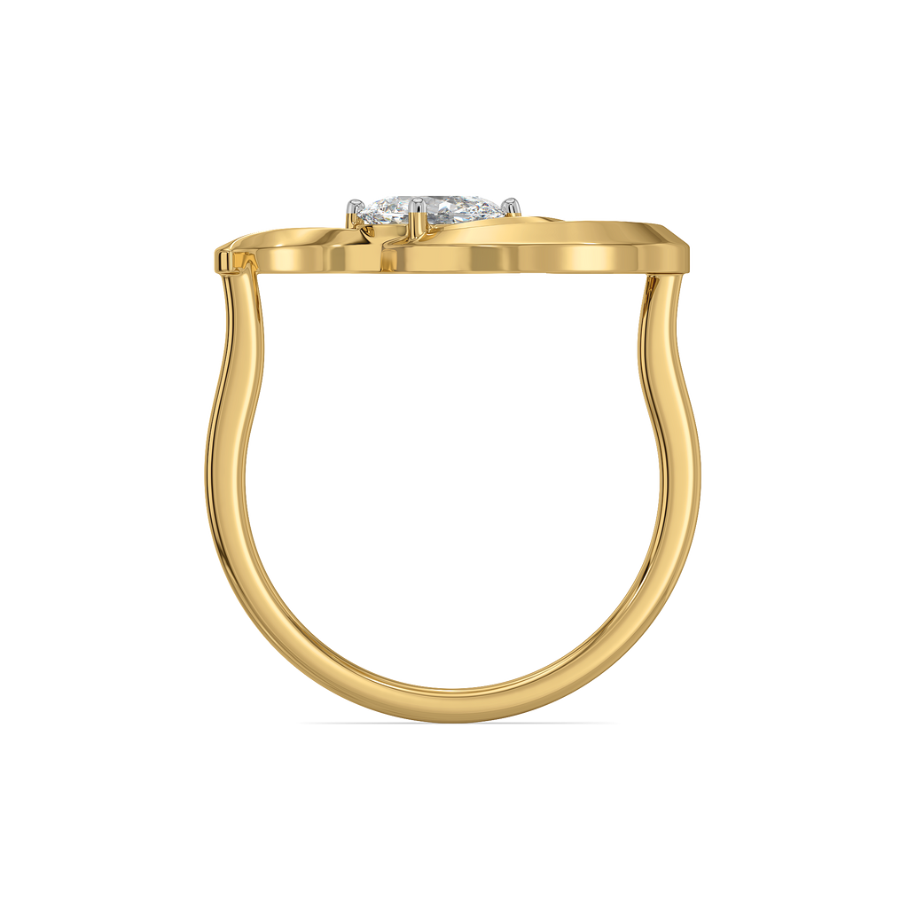 Baroque Grace - Pure Gold Oval Lab Diamond Ring