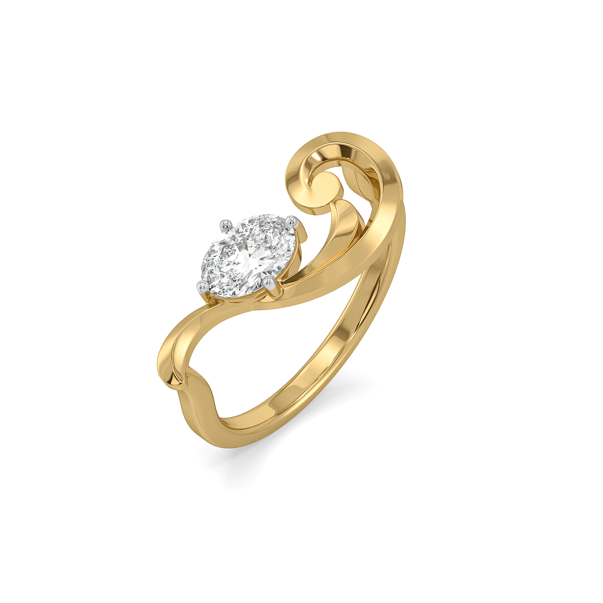 Baroque Grace - Pure Gold Oval Lab Diamond Ring