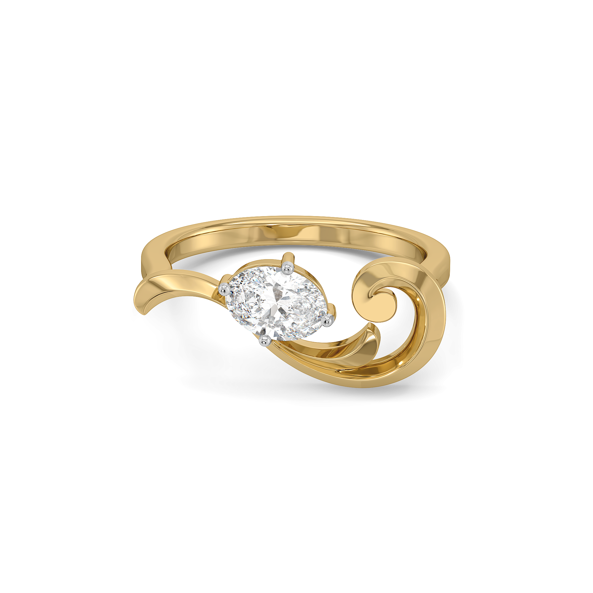 Baroque Grace - Pure Gold Oval Lab Diamond Ring