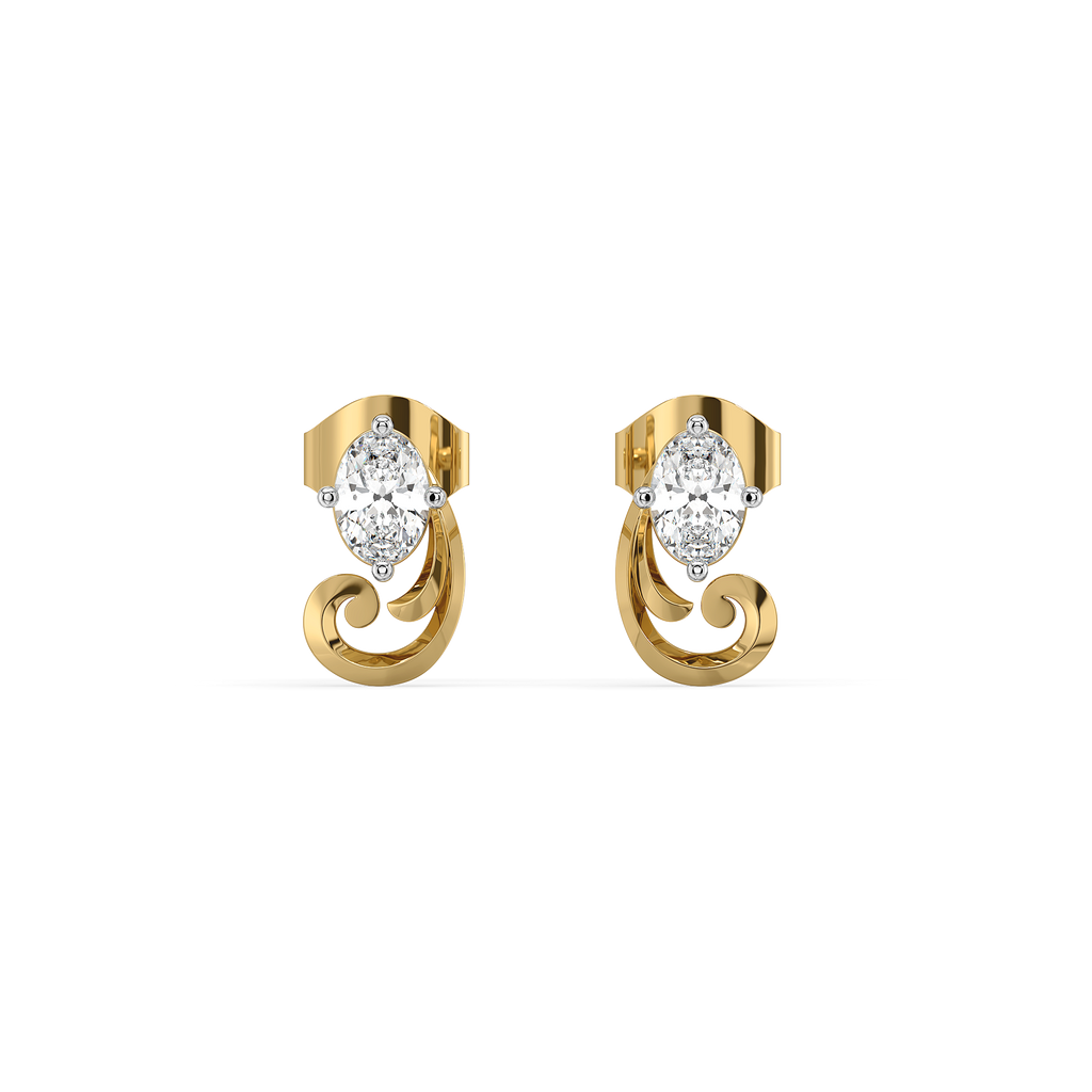 Baroque Grace - Pure Gold Oval Lab Diamond Earrings