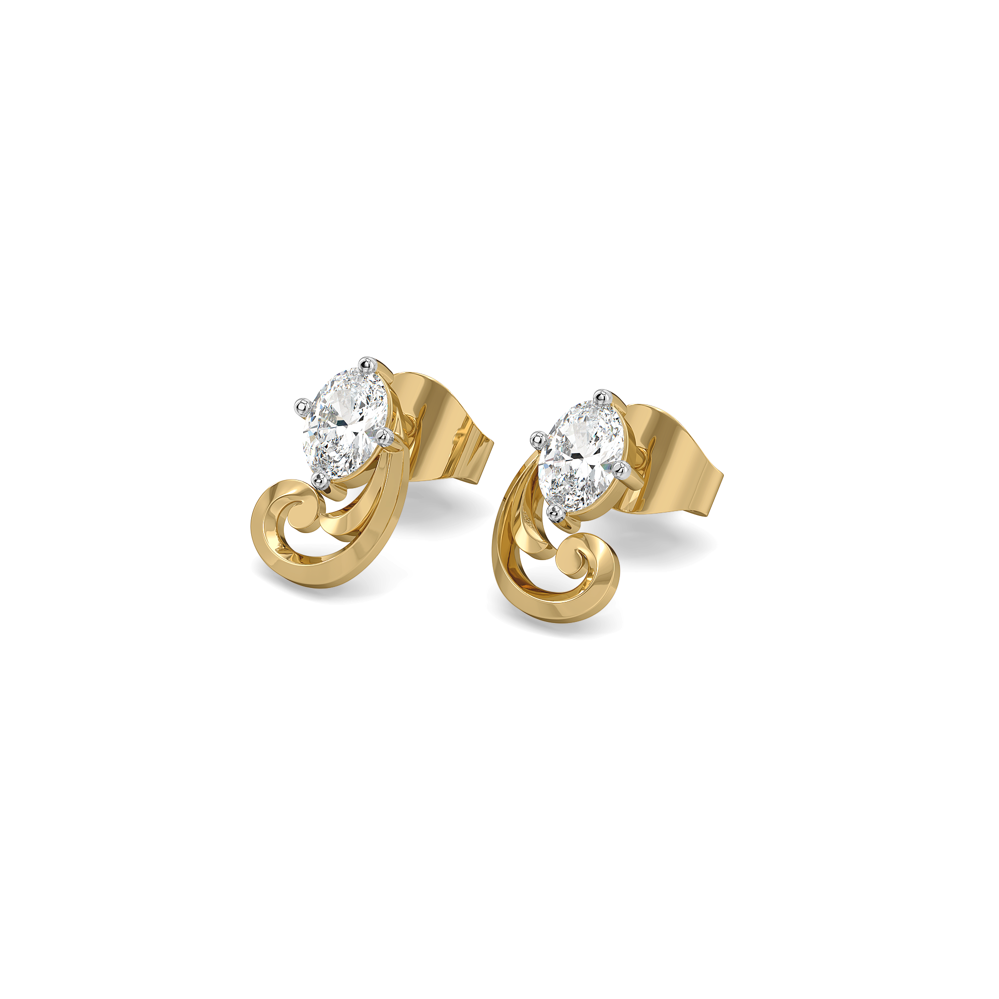 Baroque Grace - Pure Gold Oval Lab Diamond Earrings Main image