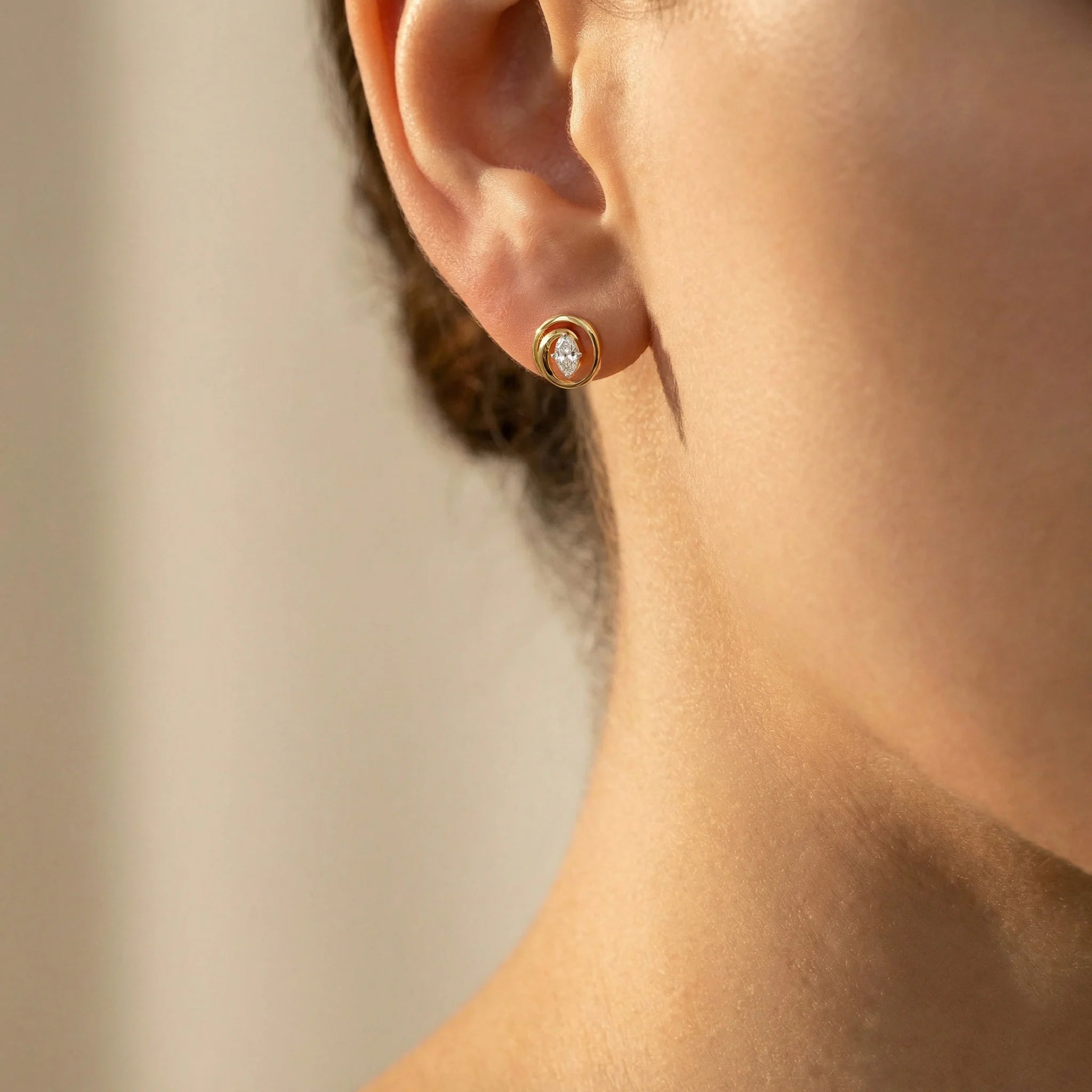 Oval Serenity - Pure Gold Lab Diamond Earrings Secondary image