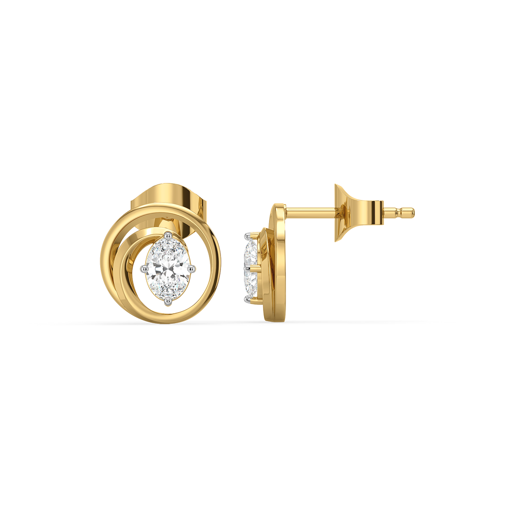 Oval Serenity - Pure Gold Lab Diamond Earrings