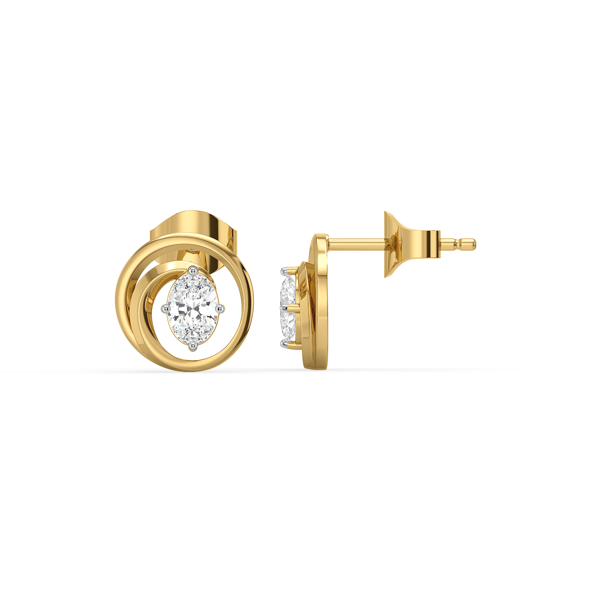 Oval Serenity - Pure Gold Lab Diamond Earrings