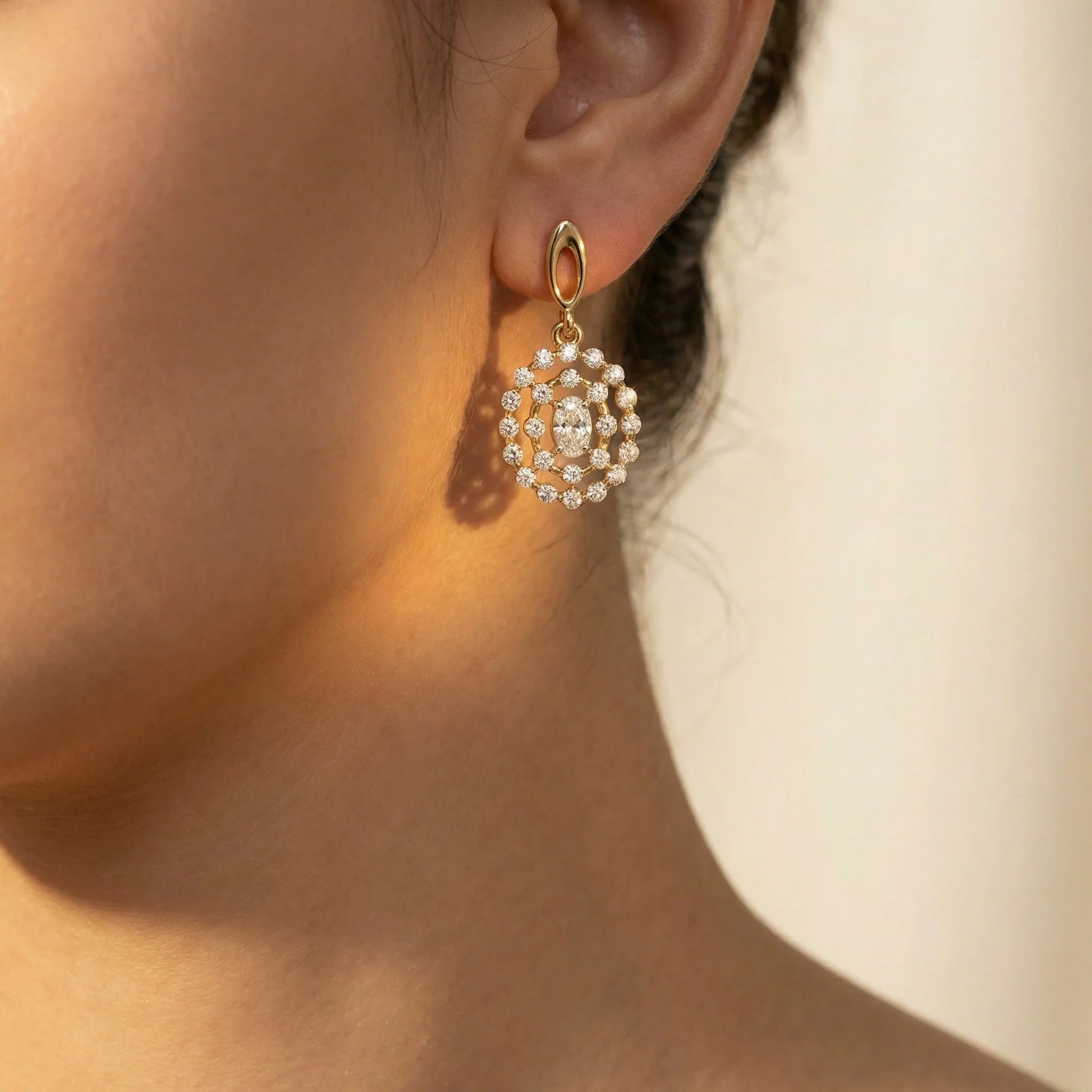 Oval Radiance - Pure Gold Lab Diamond Solitaire Drop Earrings Main image