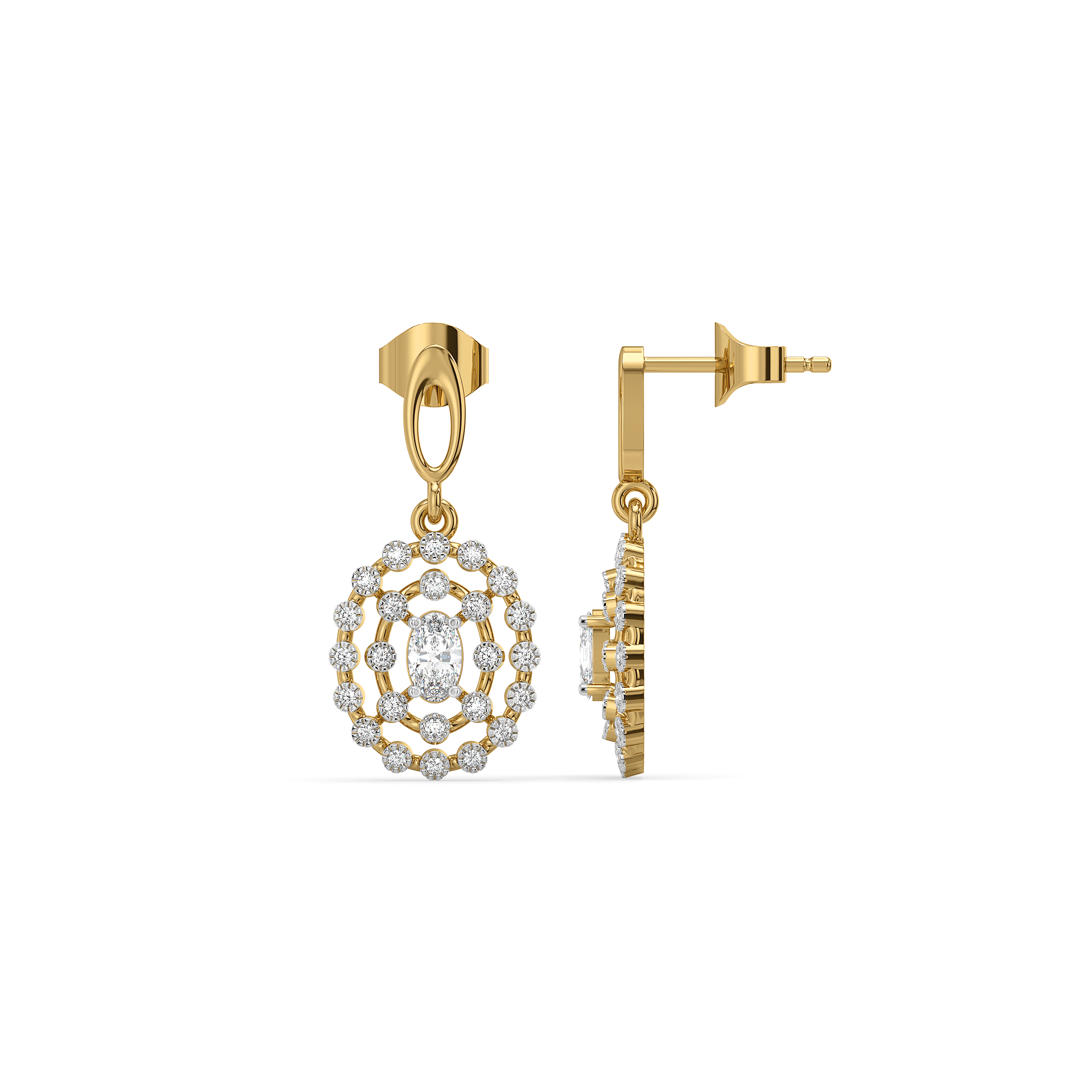 Oval Radiance - Pure Gold Lab Diamond Solitaire Drop Earrings