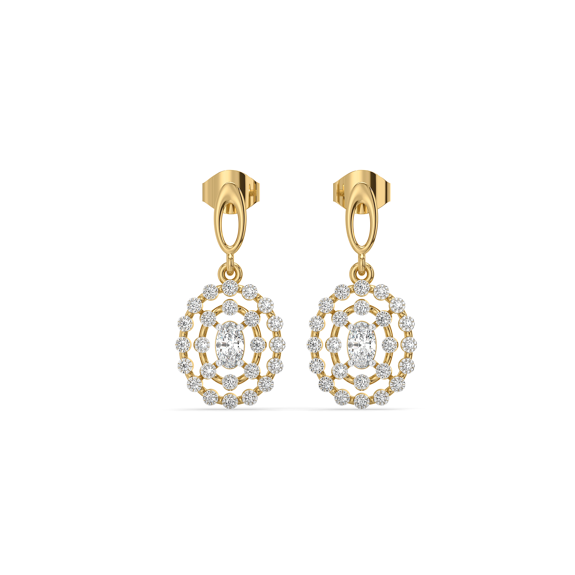 Oval Radiance - Pure Gold Lab Diamond Solitaire Drop Earrings