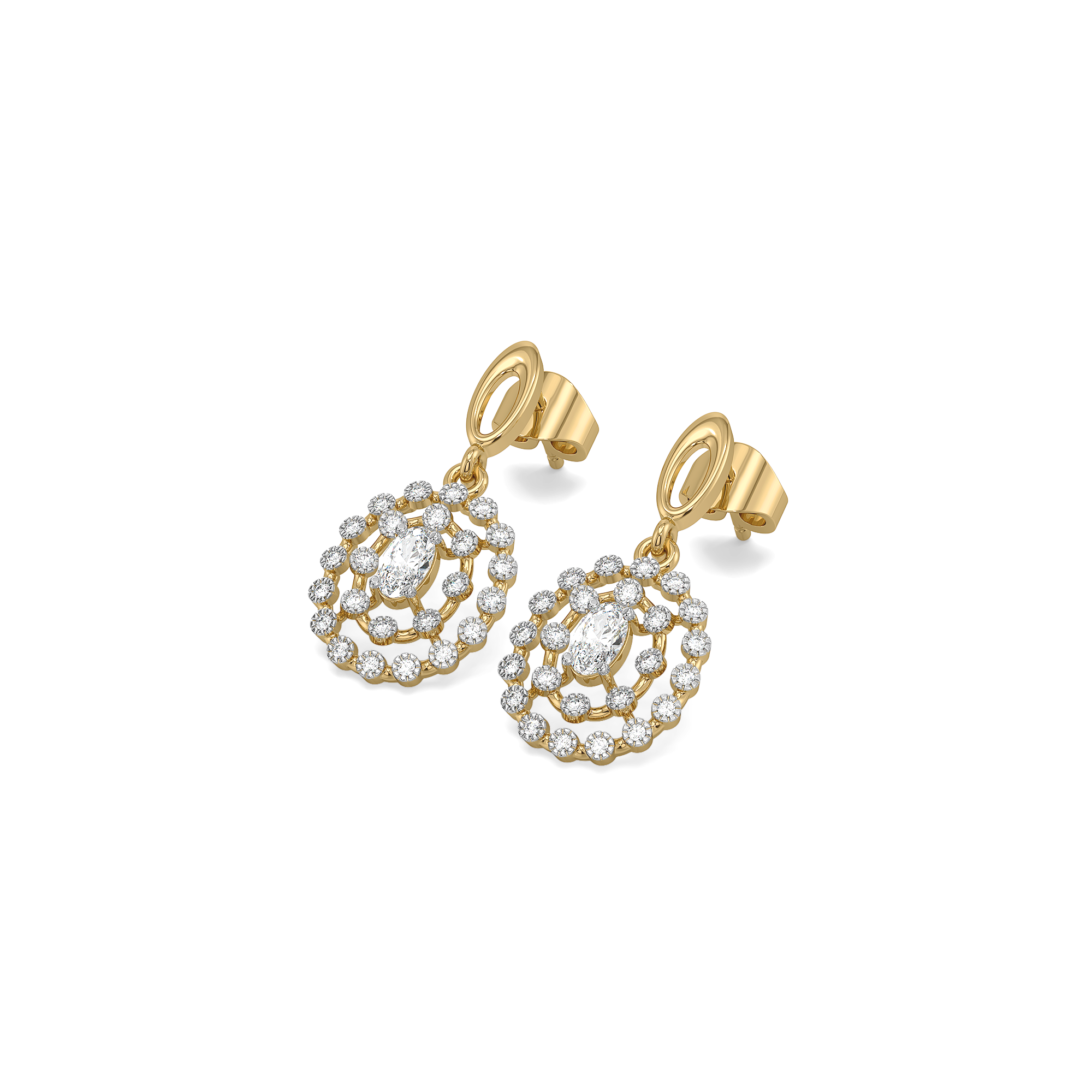 Oval Radiance - Pure Gold Lab Diamond Solitaire Drop Earrings