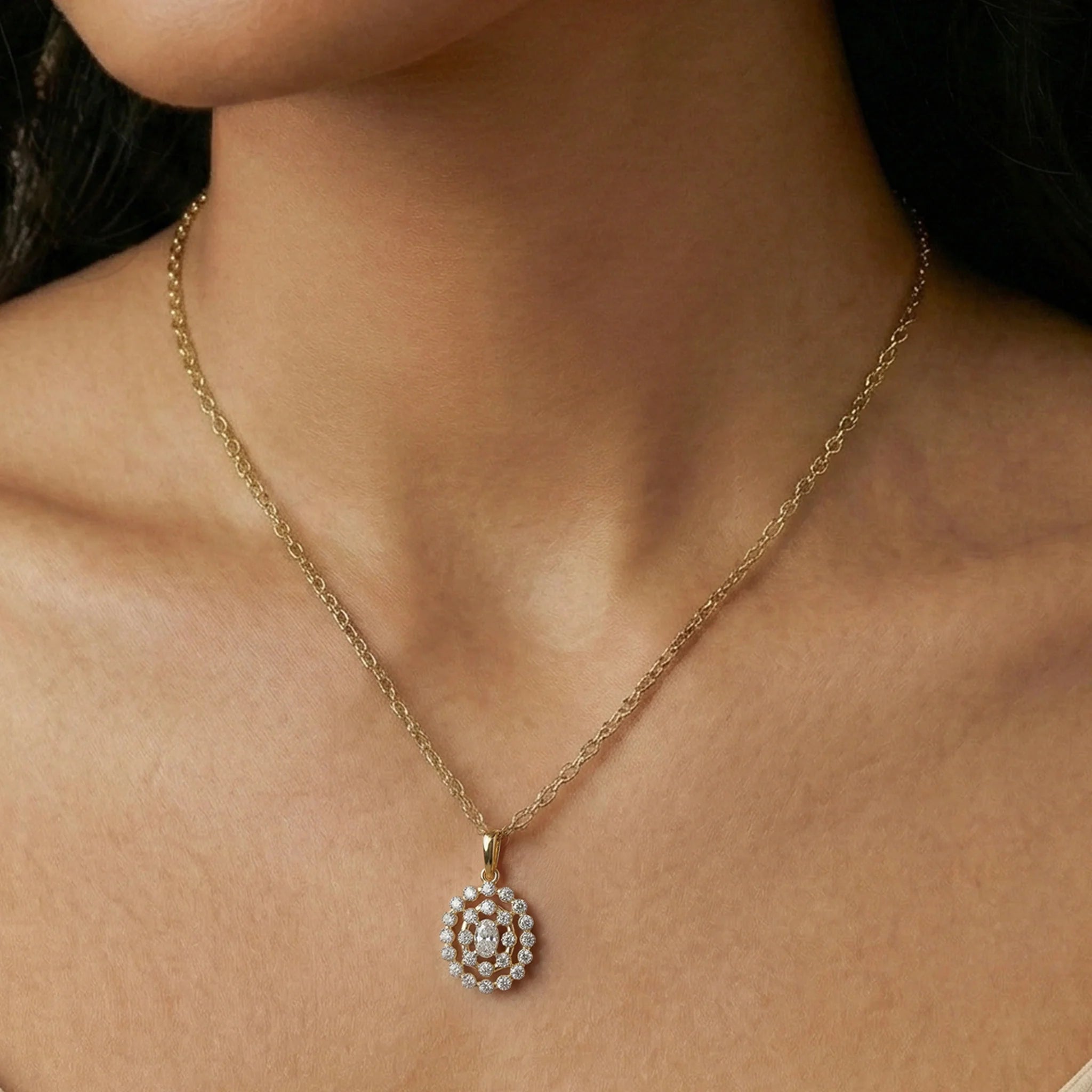 Oval Radiance - Pure Gold Lab Diamond Solitaire Pendant Secondary image