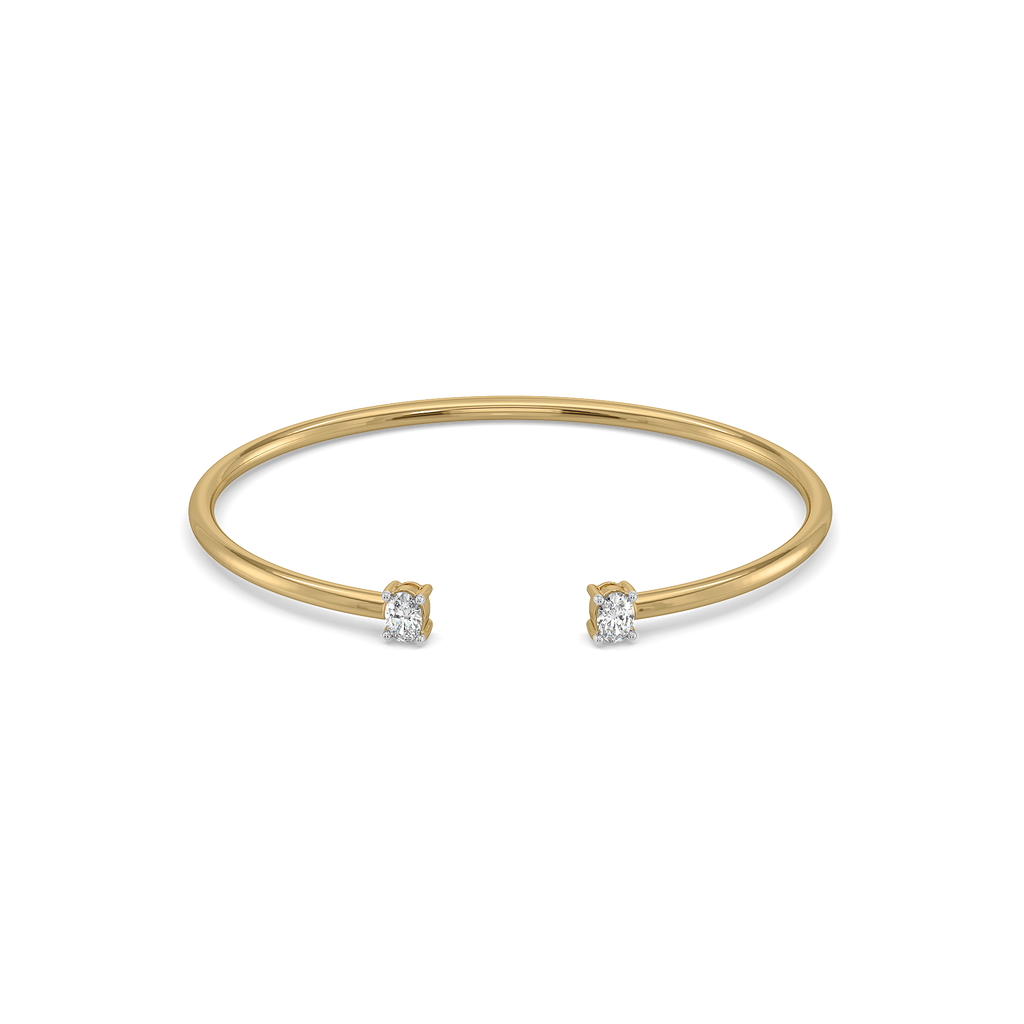 Elegant Oval - Pure Gold Lab Diamond Bangle