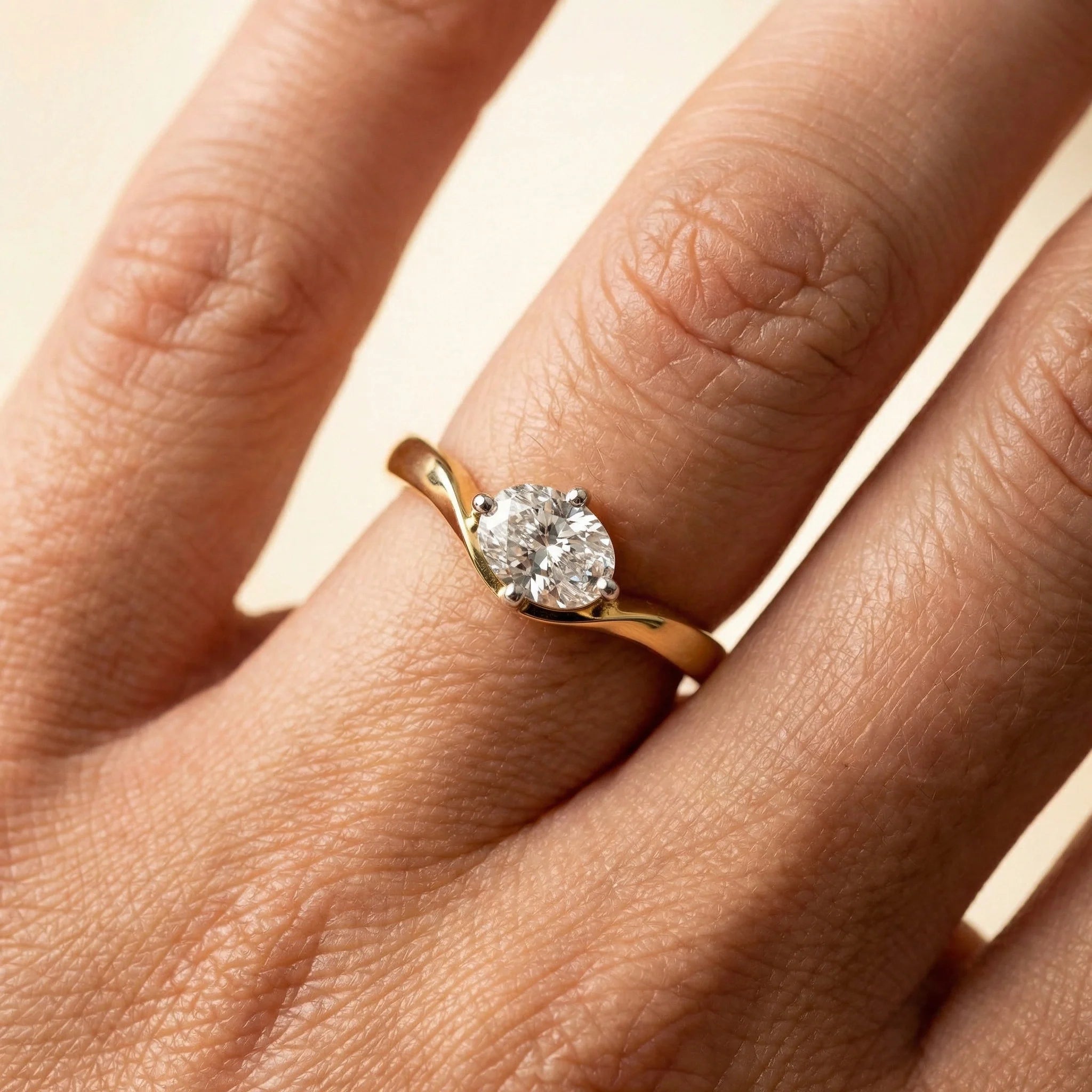 Elegant Oval - Pure Gold Lab Diamond Solitaire Ring Secondary image
