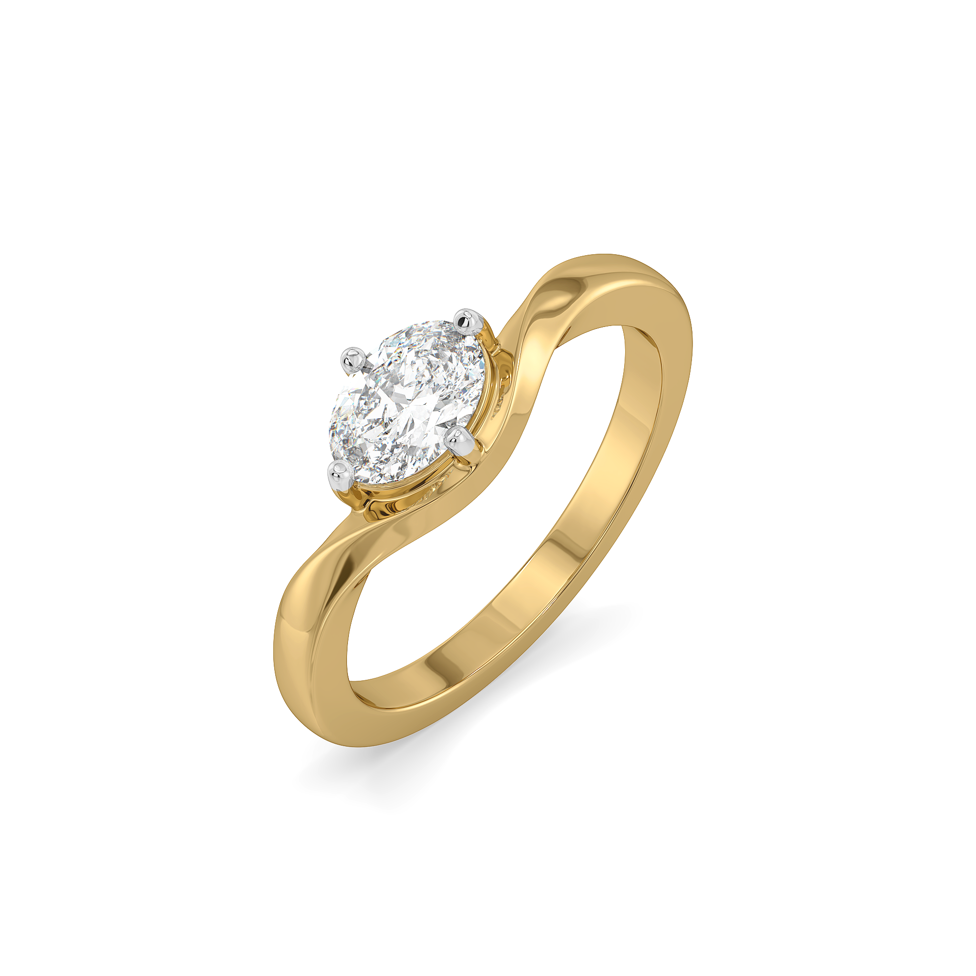 Elegant Oval - Pure Gold Lab Diamond Solitaire Ring Main image
