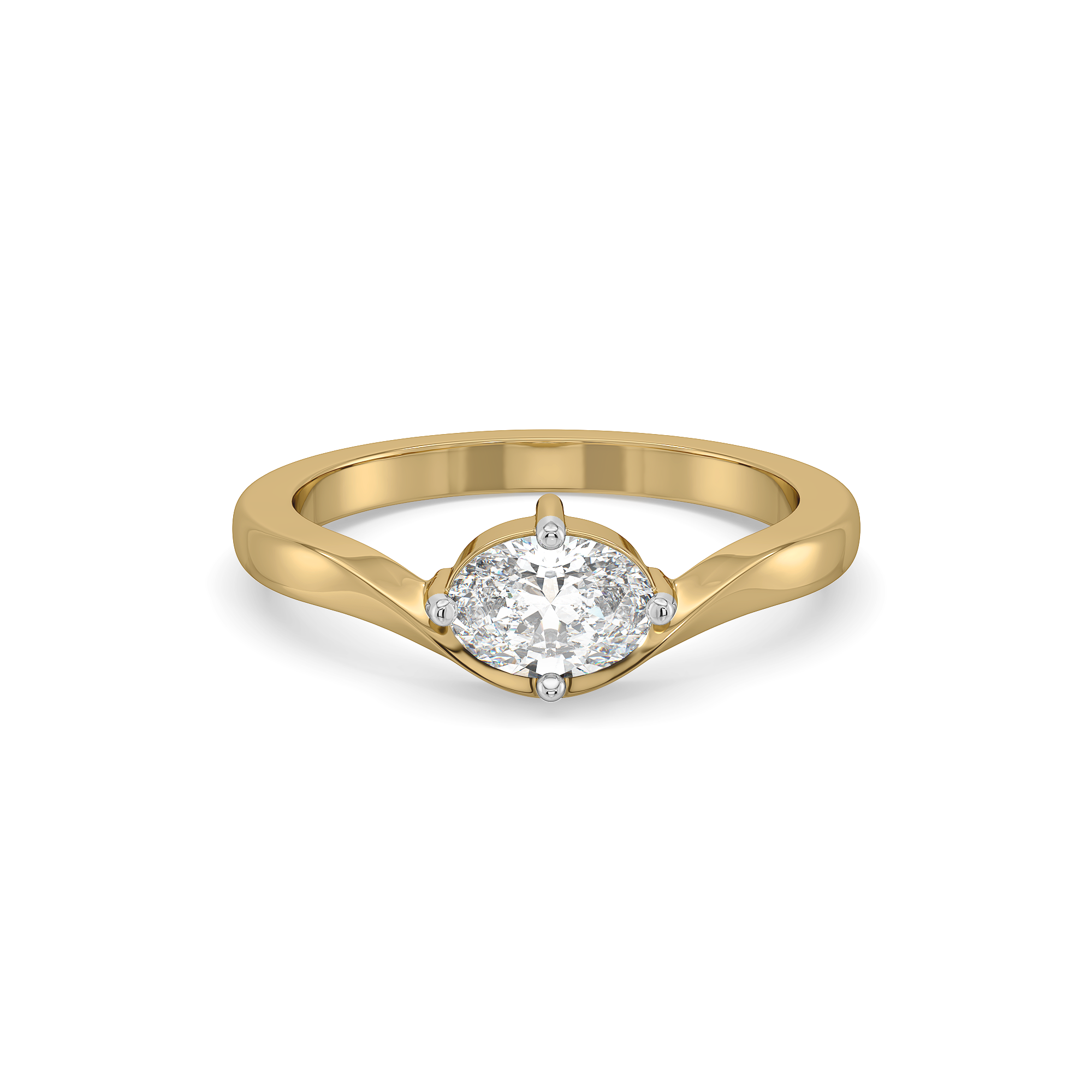 Elegant Oval - Pure Gold Lab Diamond Solitaire Ring