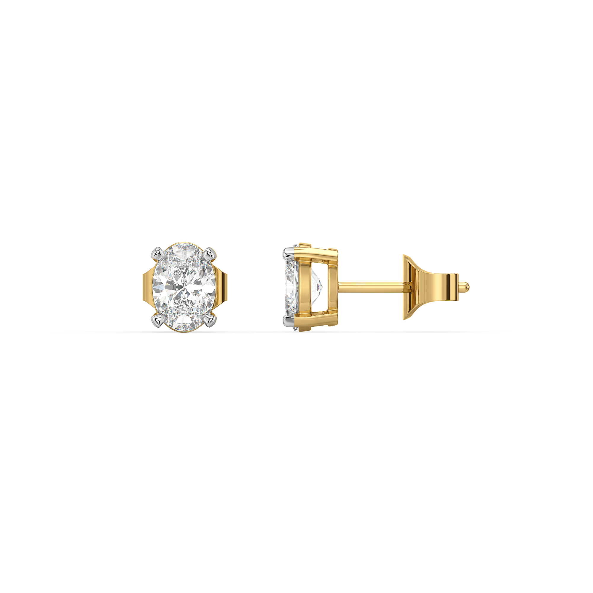 Elegant Oval - Pure Gold Lab Diamond Solitaire Earrings