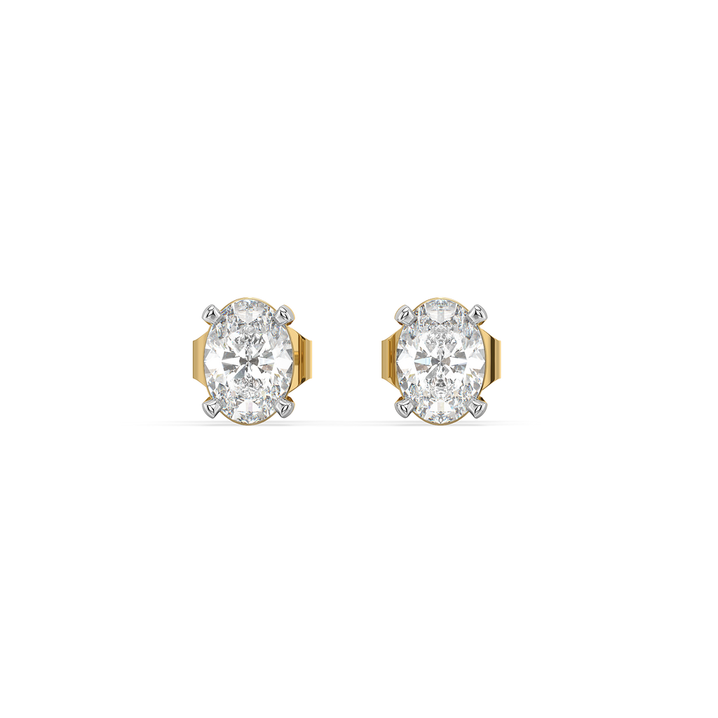 Elegant Oval - Pure Gold Lab Diamond Solitaire Earrings