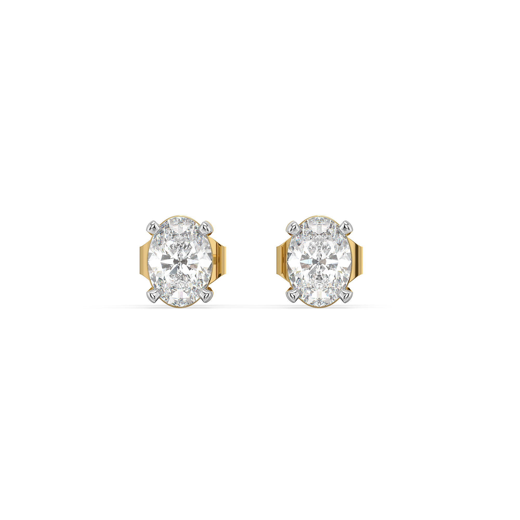 Elegant Oval - Pure Gold Lab Diamond Solitaire Earrings