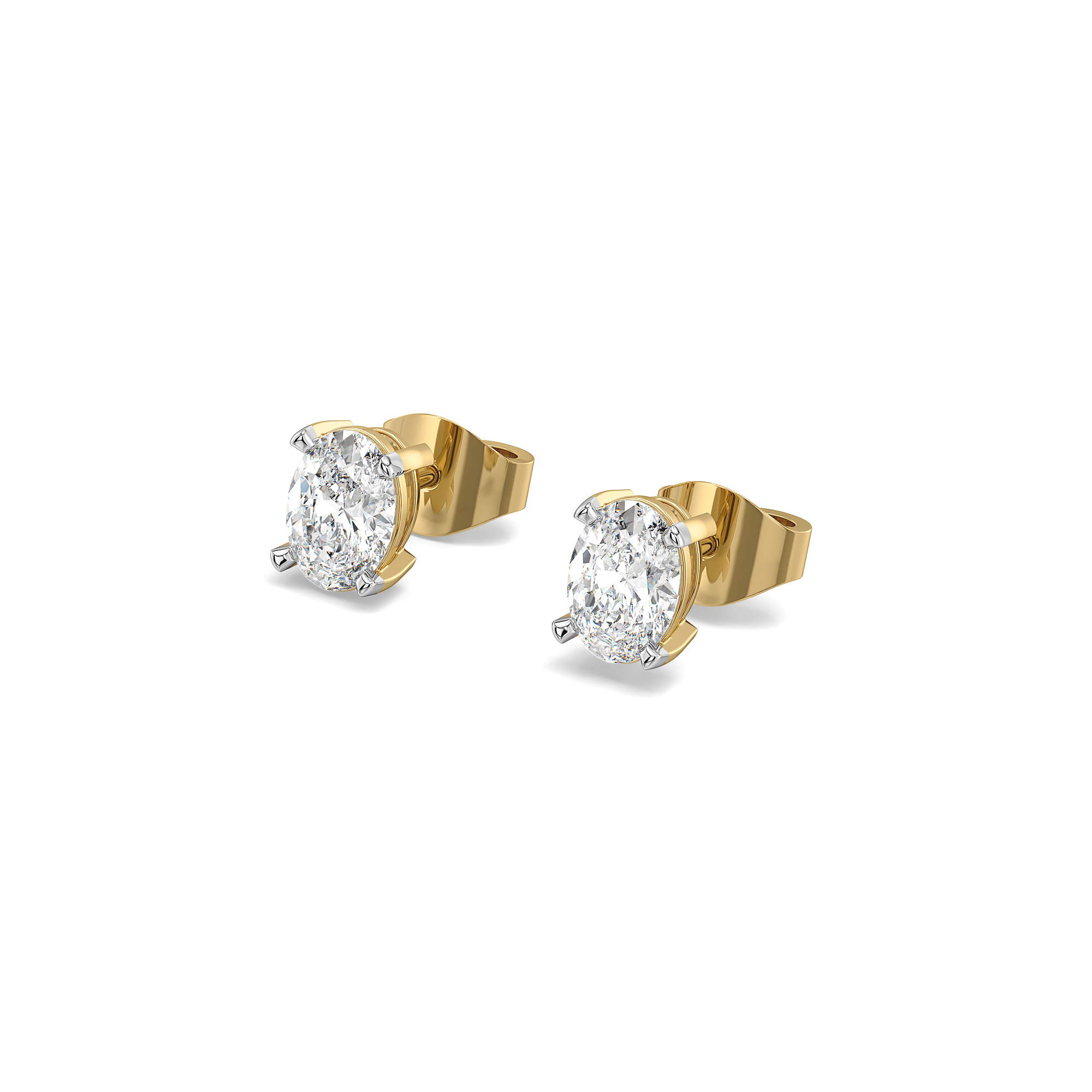 Elegant Oval - Pure Gold Lab Diamond Solitaire Earrings