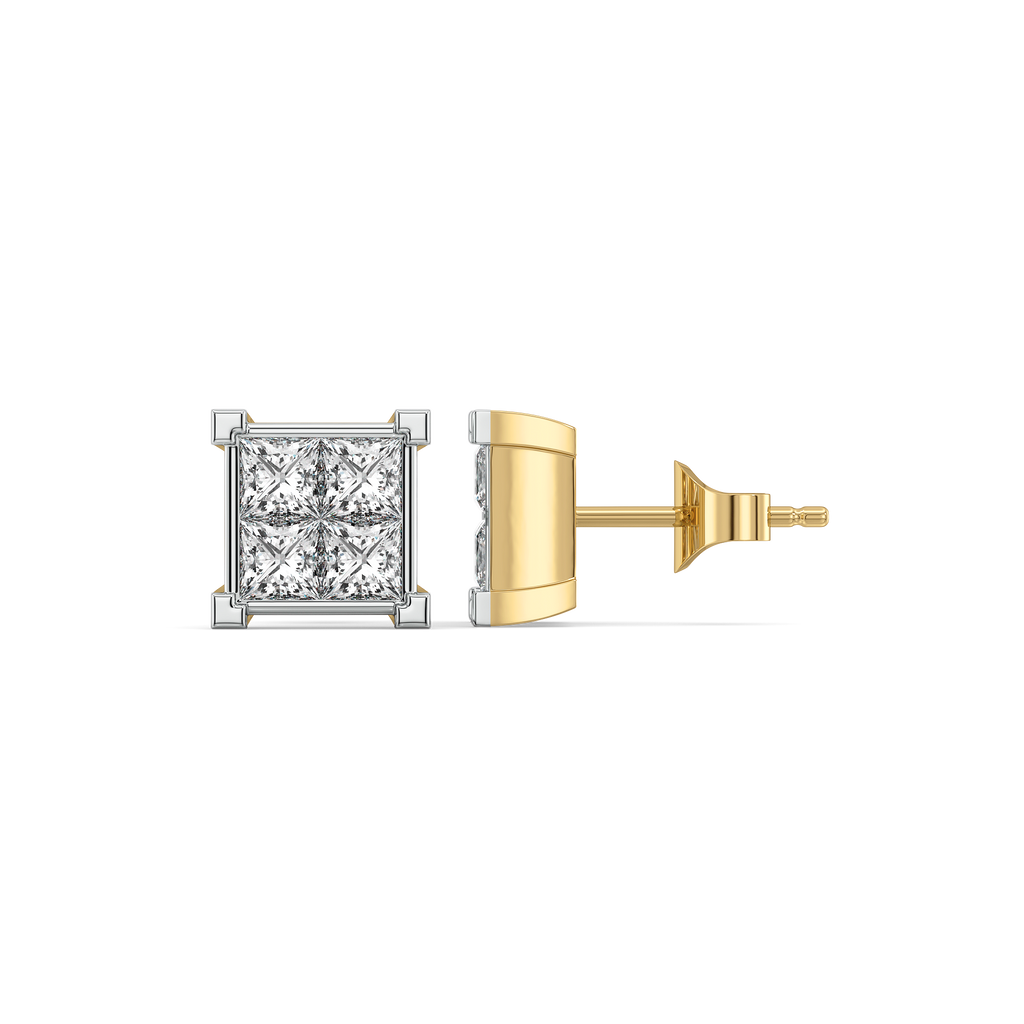 Crown Square - Pure Gold Lab Diamond Stud Earrings