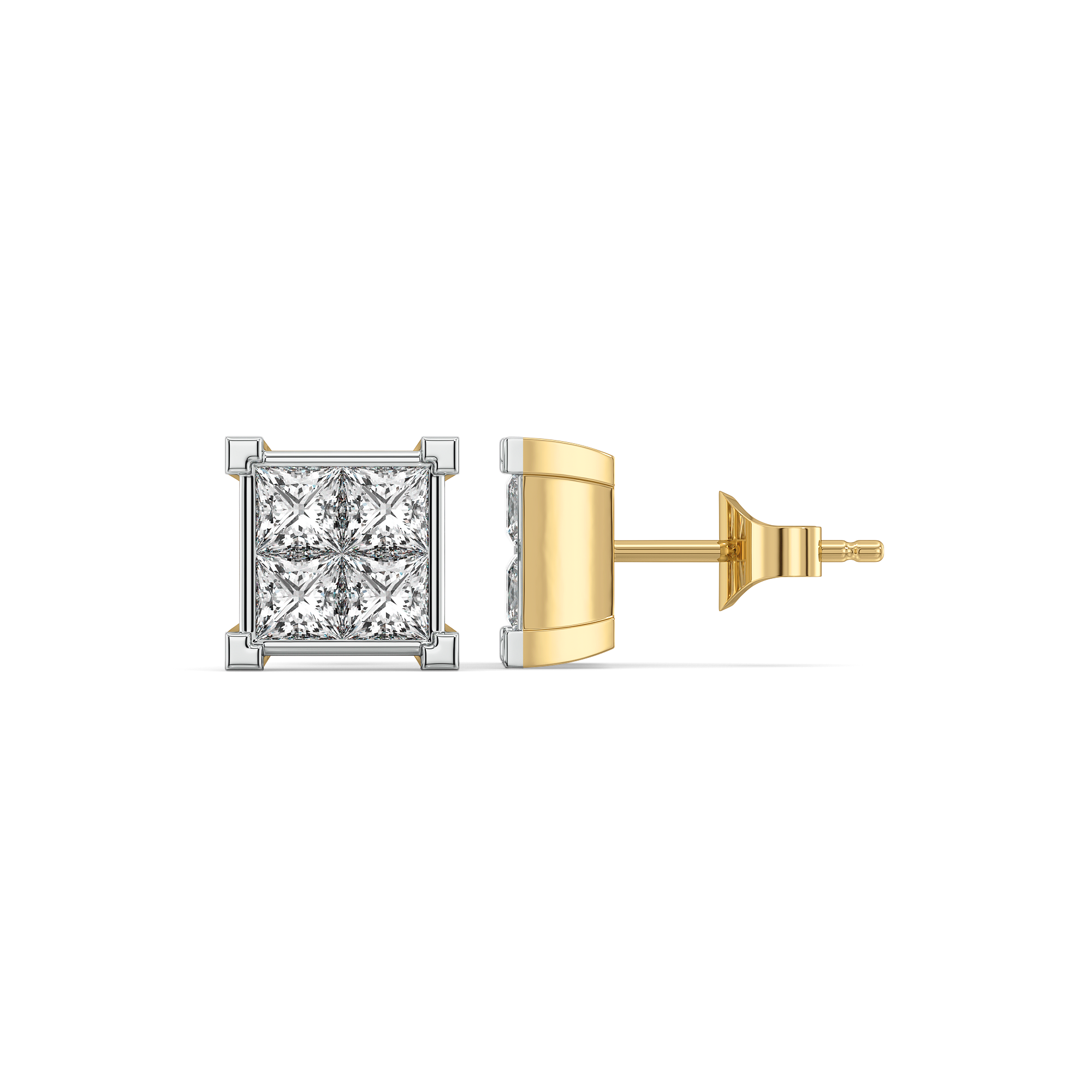 Crown Square - Pure Gold Lab Diamond Stud Earrings