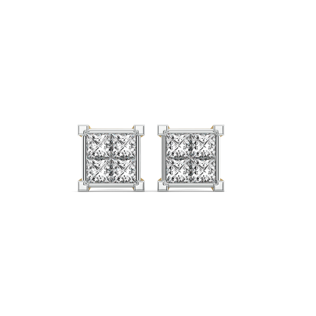 Crown Square - Pure Gold Lab Diamond Stud Earrings