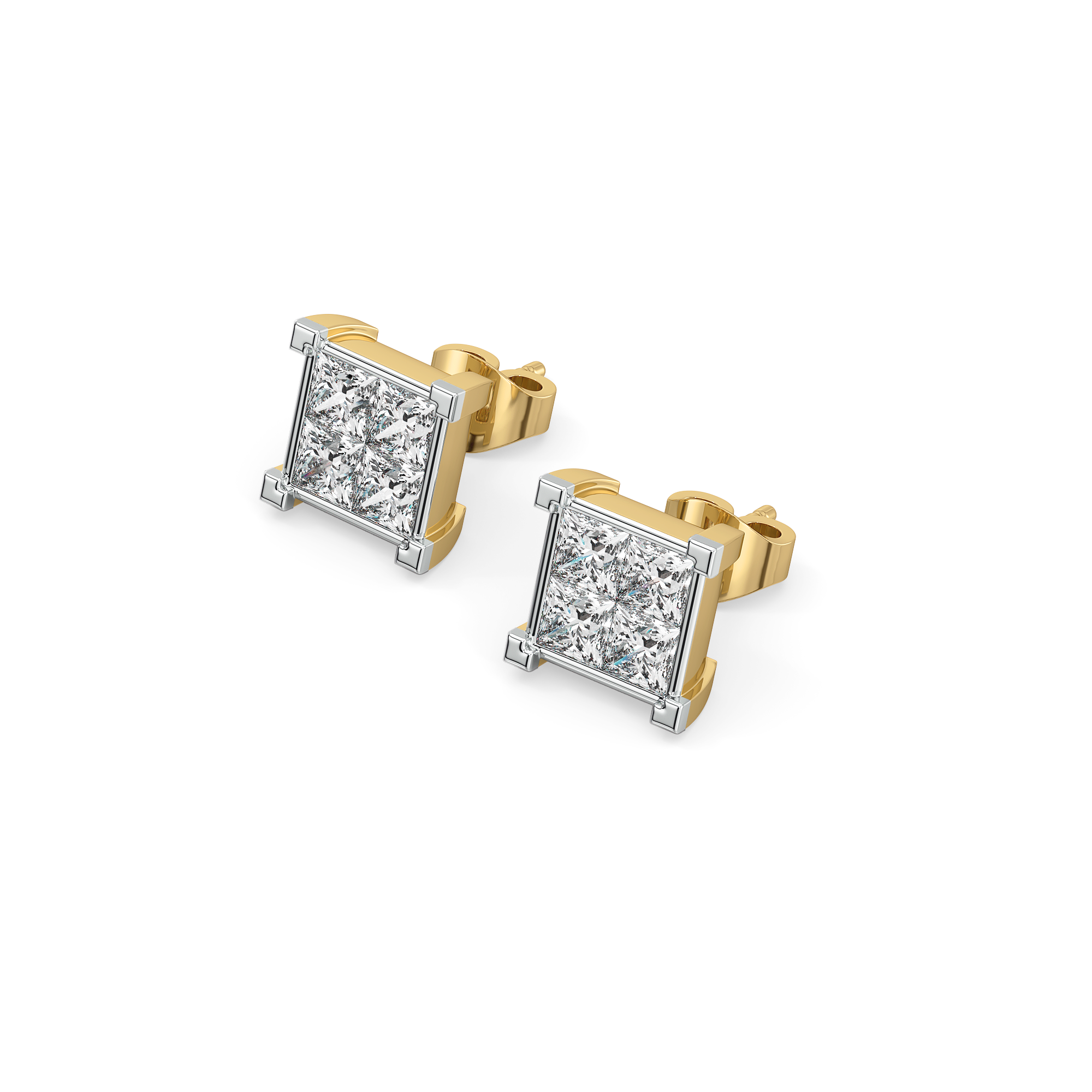Crown Square - Pure Gold Lab Diamond Stud Earrings
