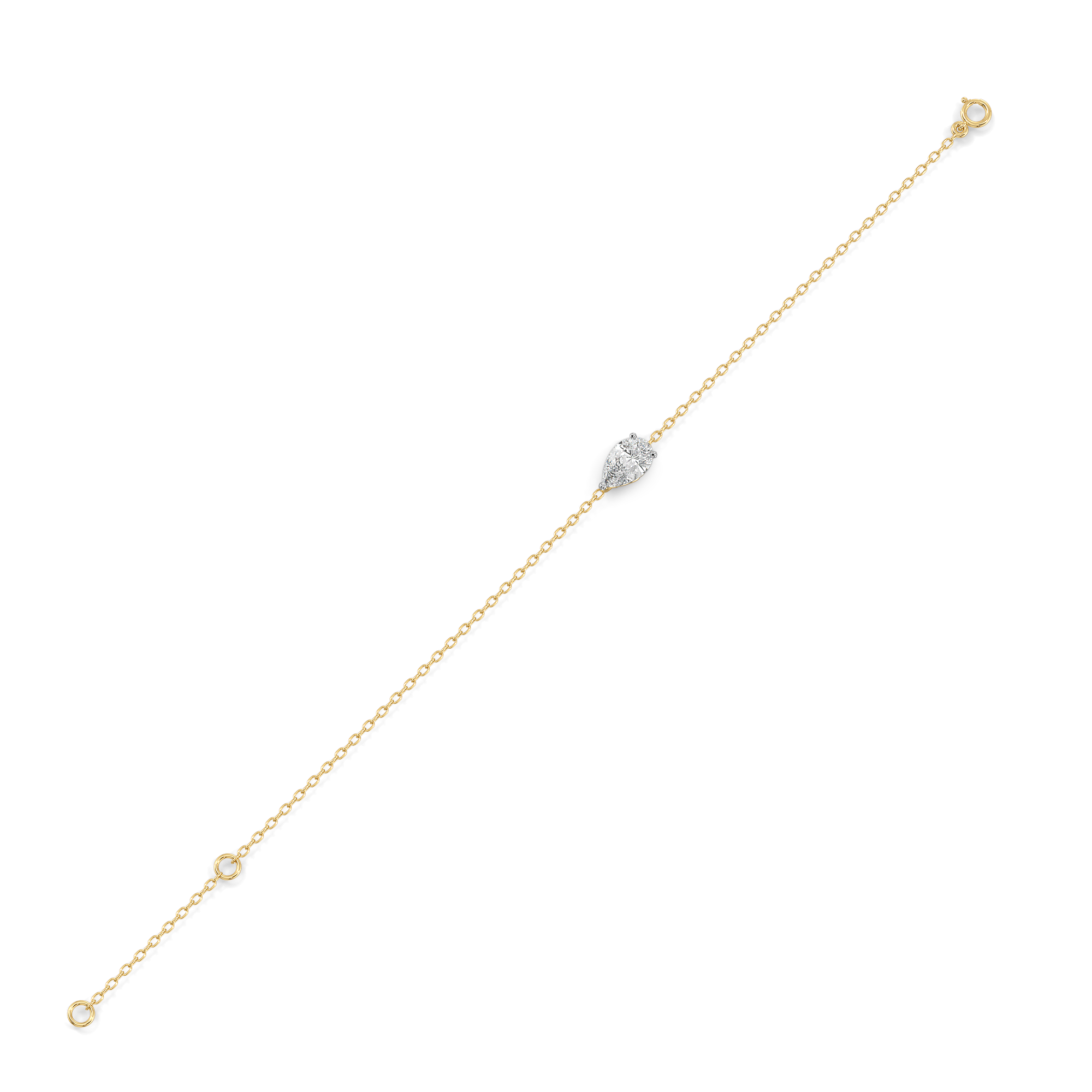 Feathered Pear - Pure Gold Lab Diamond Solitaire Bracelet