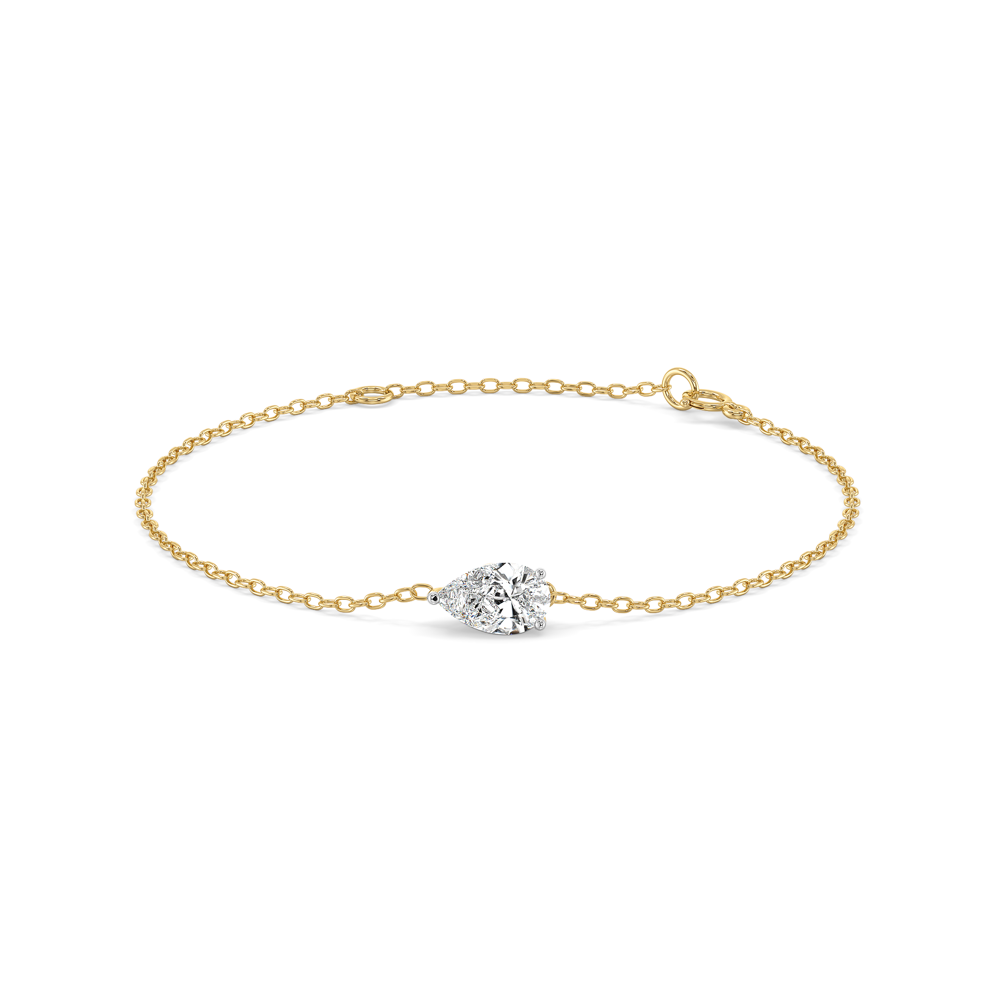 Feathered Pear - Pure Gold Lab Diamond Solitaire Bracelet