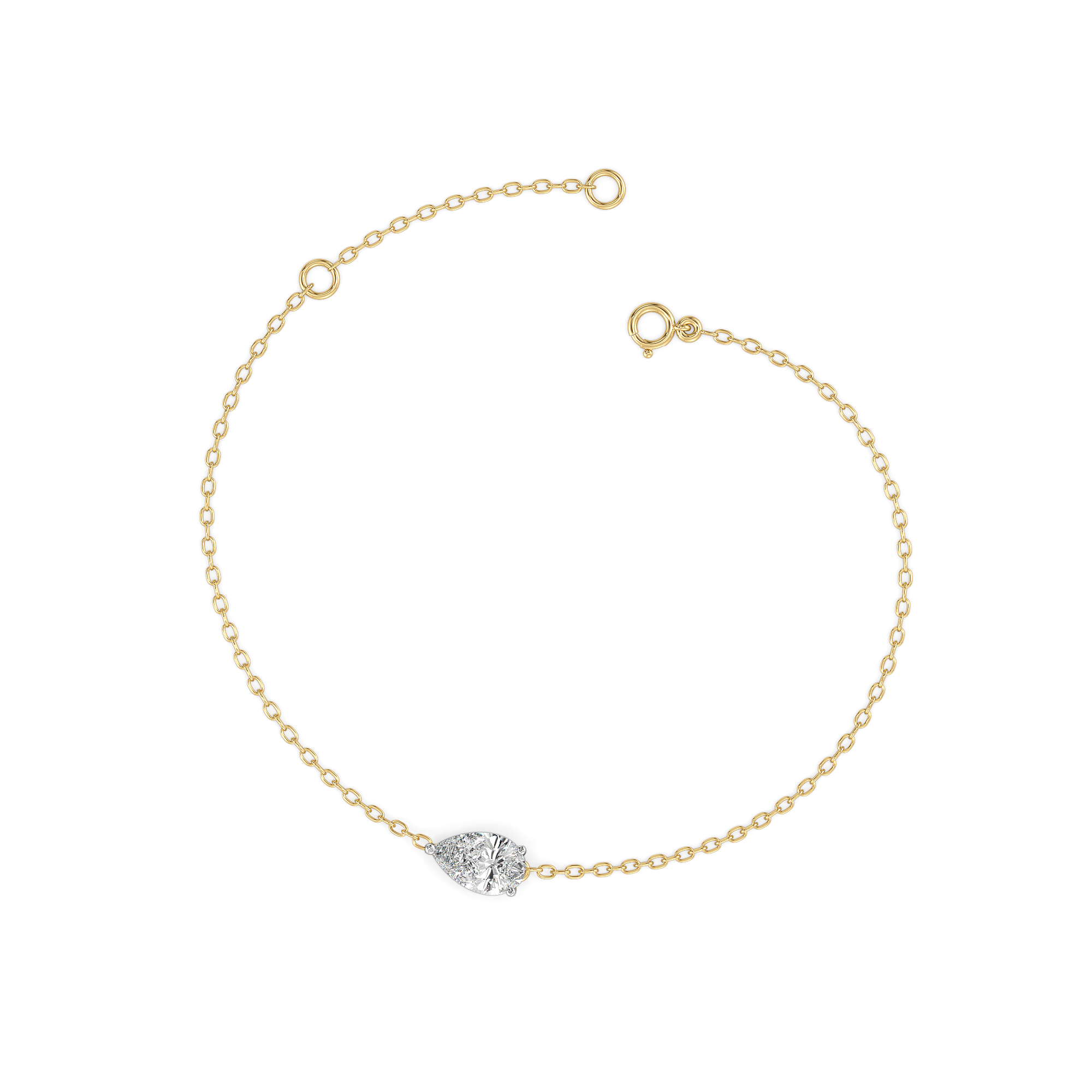 Feathered Pear - Pure Gold Lab Diamond Solitaire Bracelet