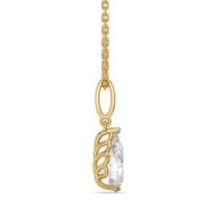 Feathered Pear - Pure Gold Lab Diamond Solitaire Pendant
