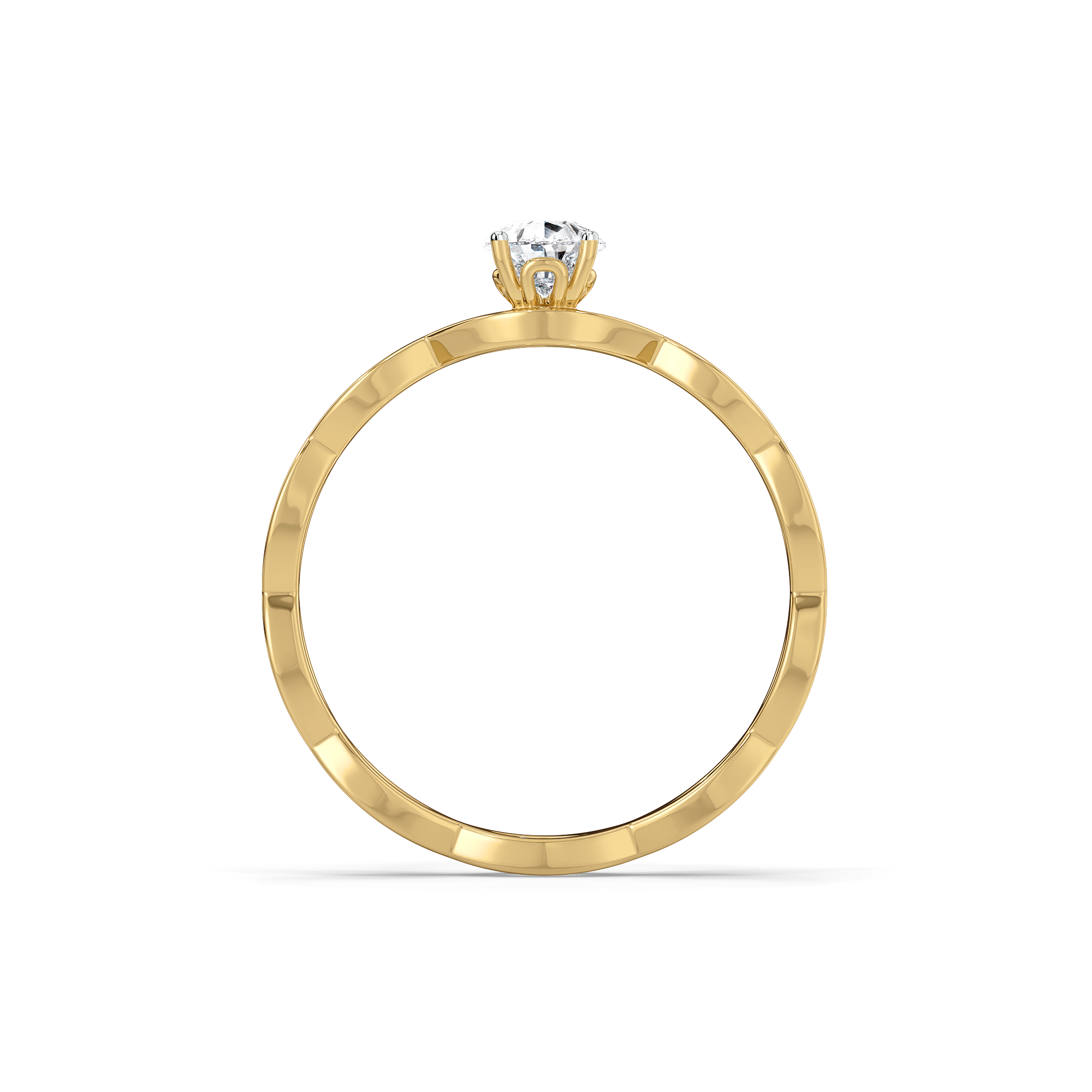 Feathered Pear - Pure Gold Lab Diamond Solitaire Ring