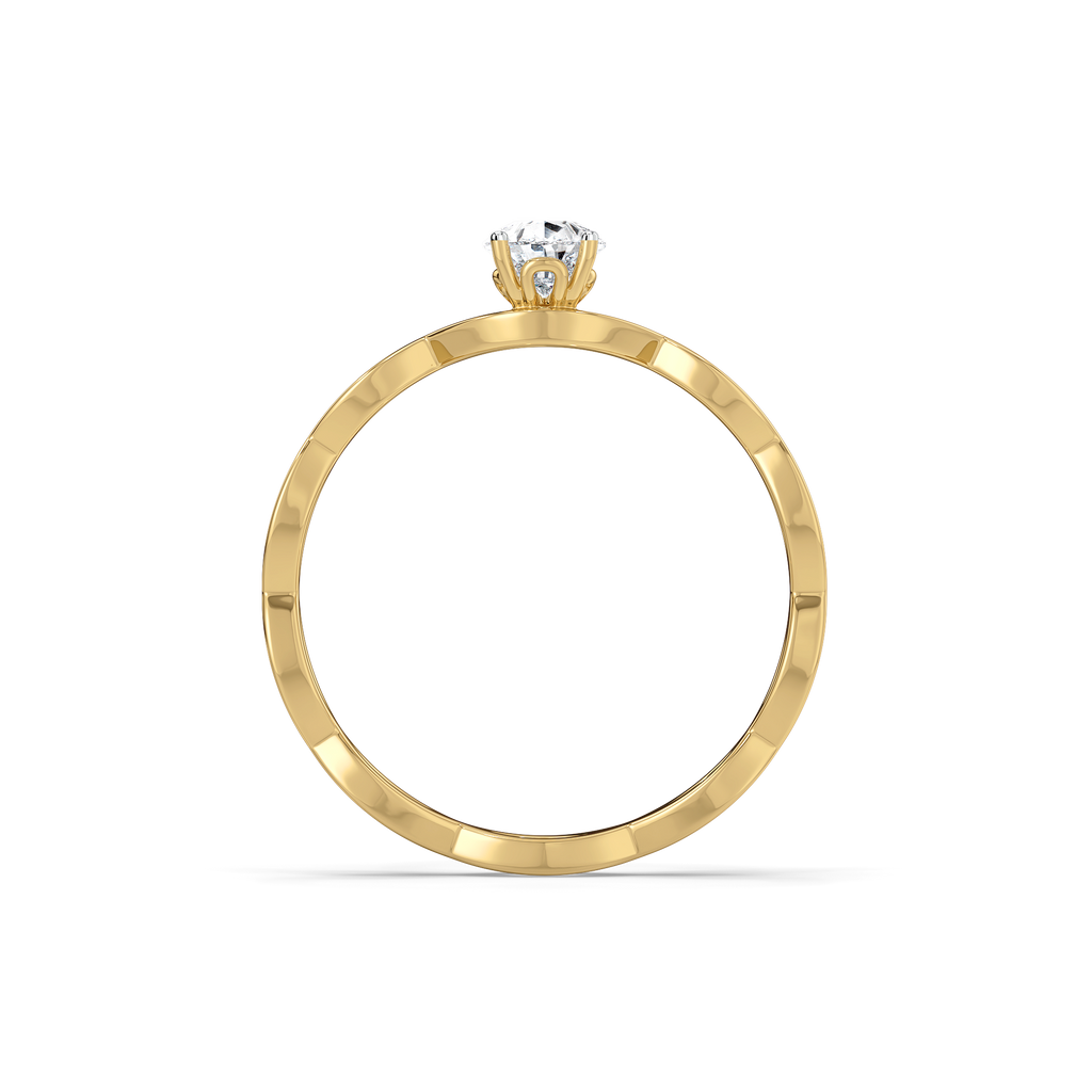 Feathered Pear - Pure Gold Lab Diamond Solitaire Ring