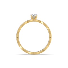 Feathered Pear - Pure Gold Lab Diamond Solitaire Ring