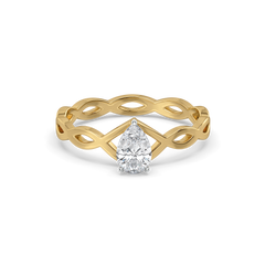 Feathered Pear - Pure Gold Lab Diamond Solitaire Ring