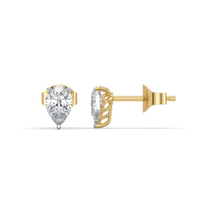 Feathered Pear - Pure Gold Lab Diamond Solitaire Earrings