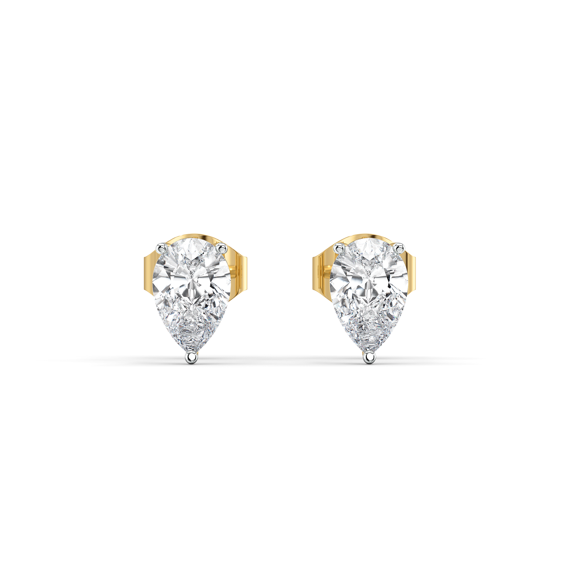 Feathered Pear - Pure Gold Lab Diamond Solitaire Earrings