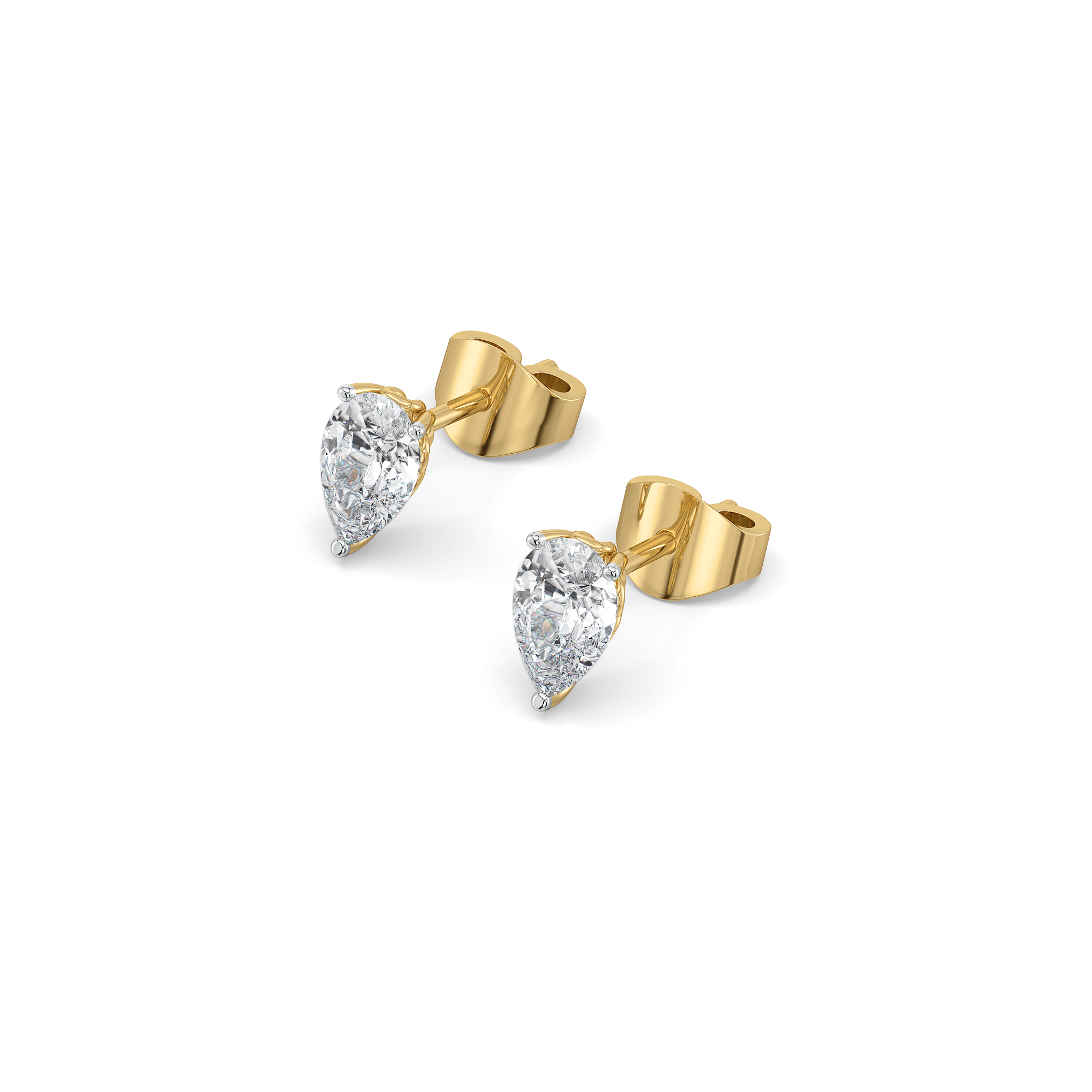 Feathered Pear - Pure Gold Lab Diamond Solitaire Earrings Main image